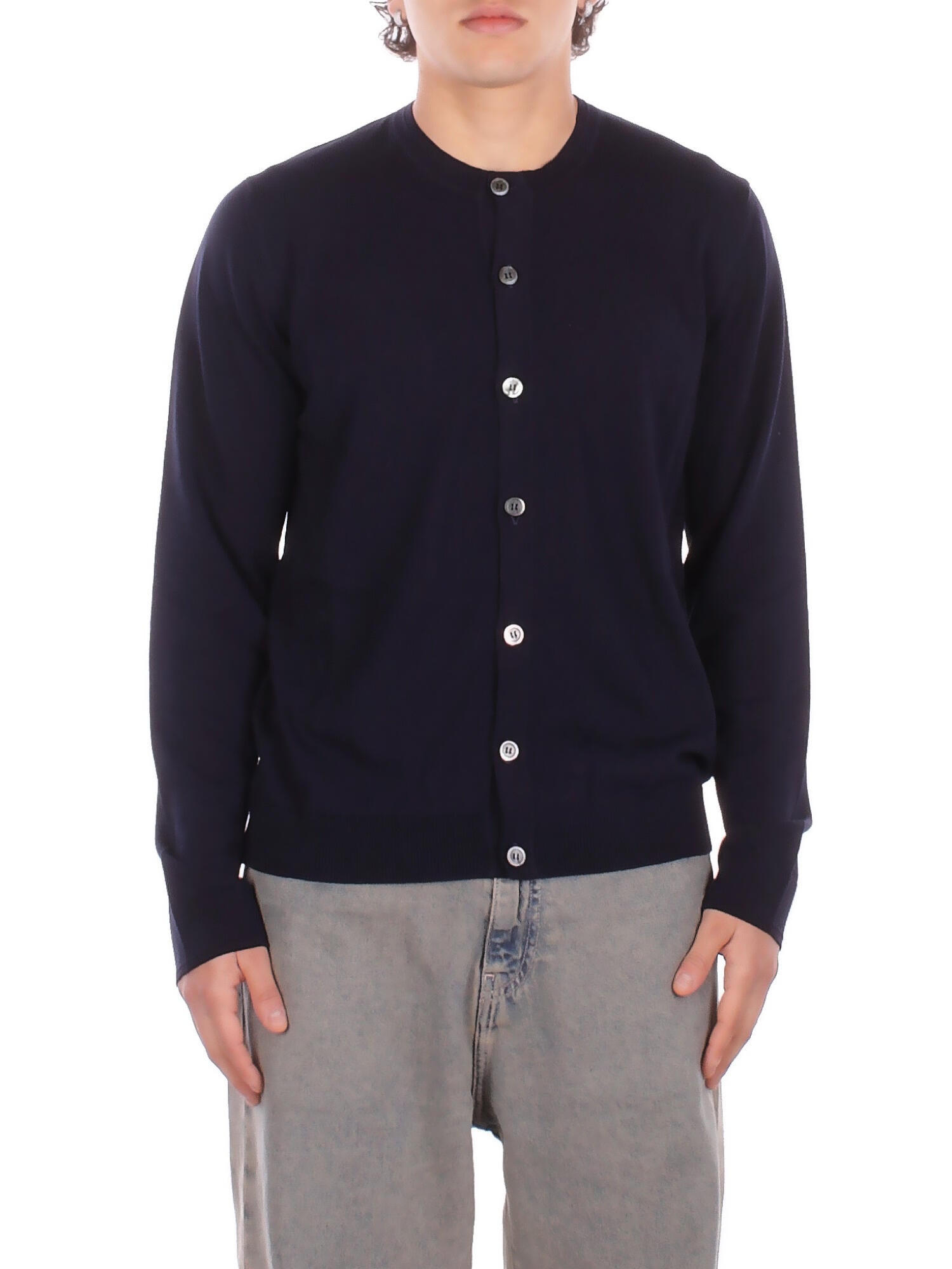 ALPHA STUDIO Uomo Maglia AU5053E 1001 Coreana regular fit Blu notte