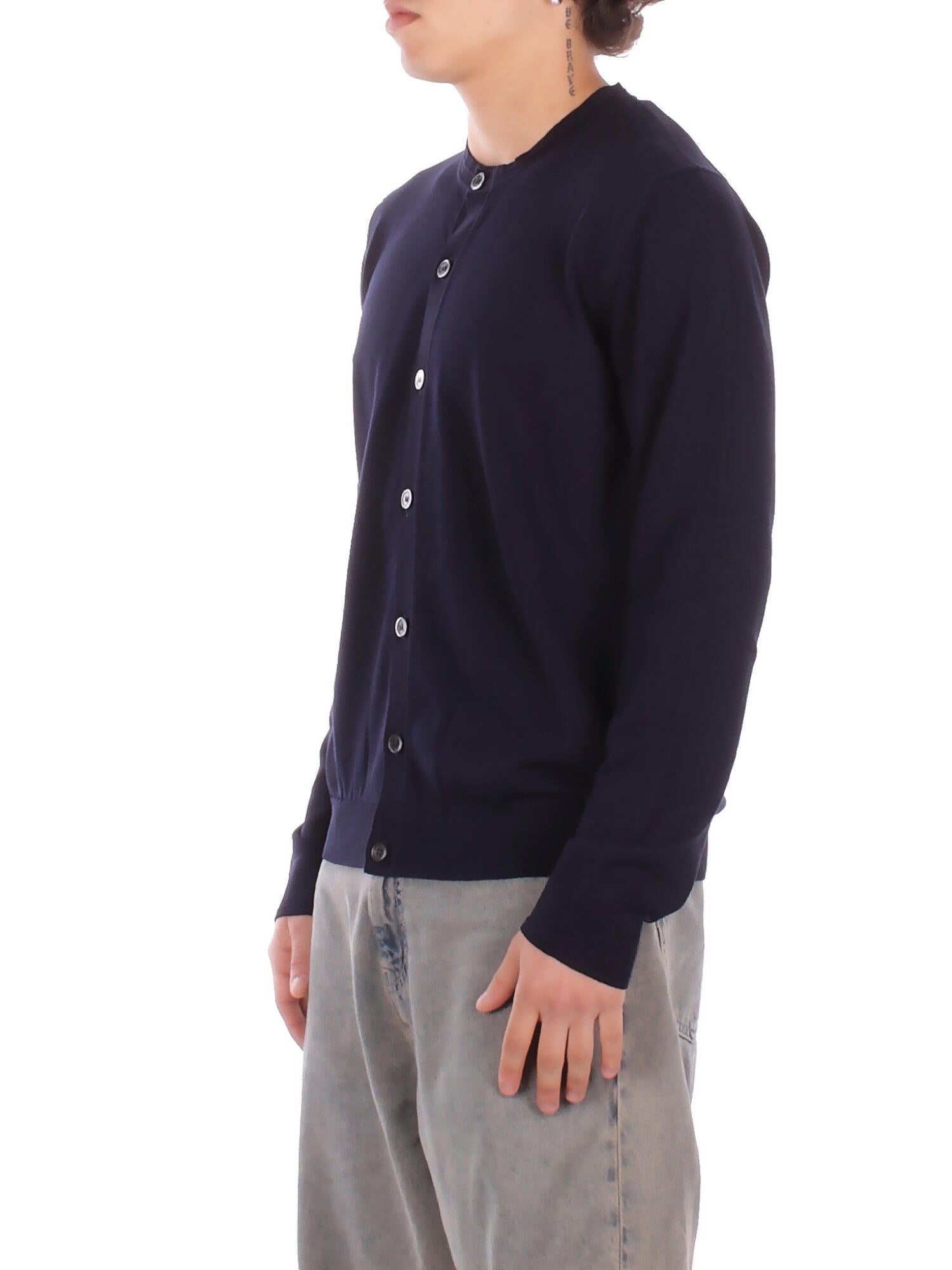 ALPHA STUDIO Uomo Maglia AU5053E 1001 Coreana regular fit Blu notte