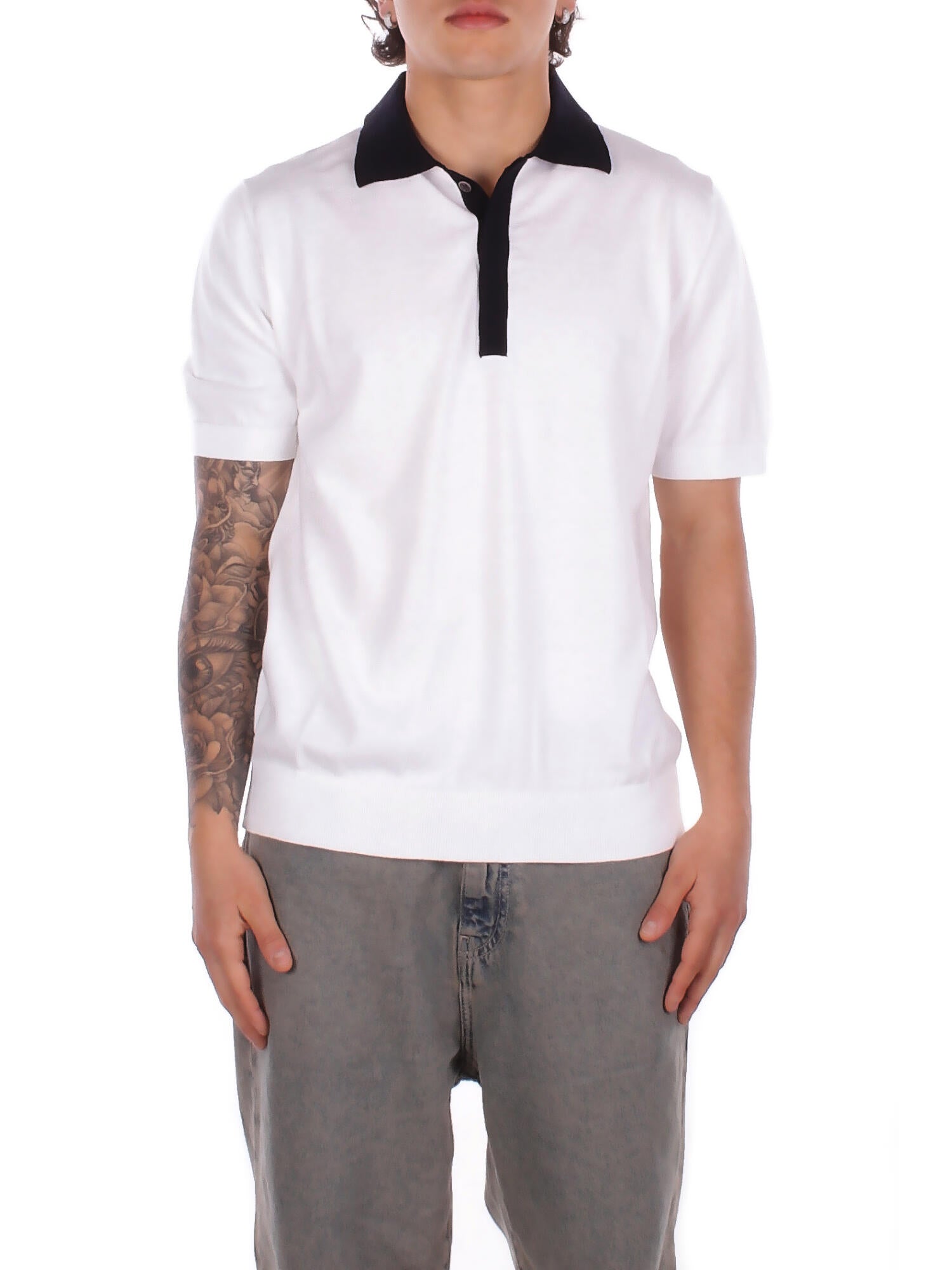ALPHA STUDIO Uomo Polo AU5023B 1000 Polo m\m contrasto Bianco