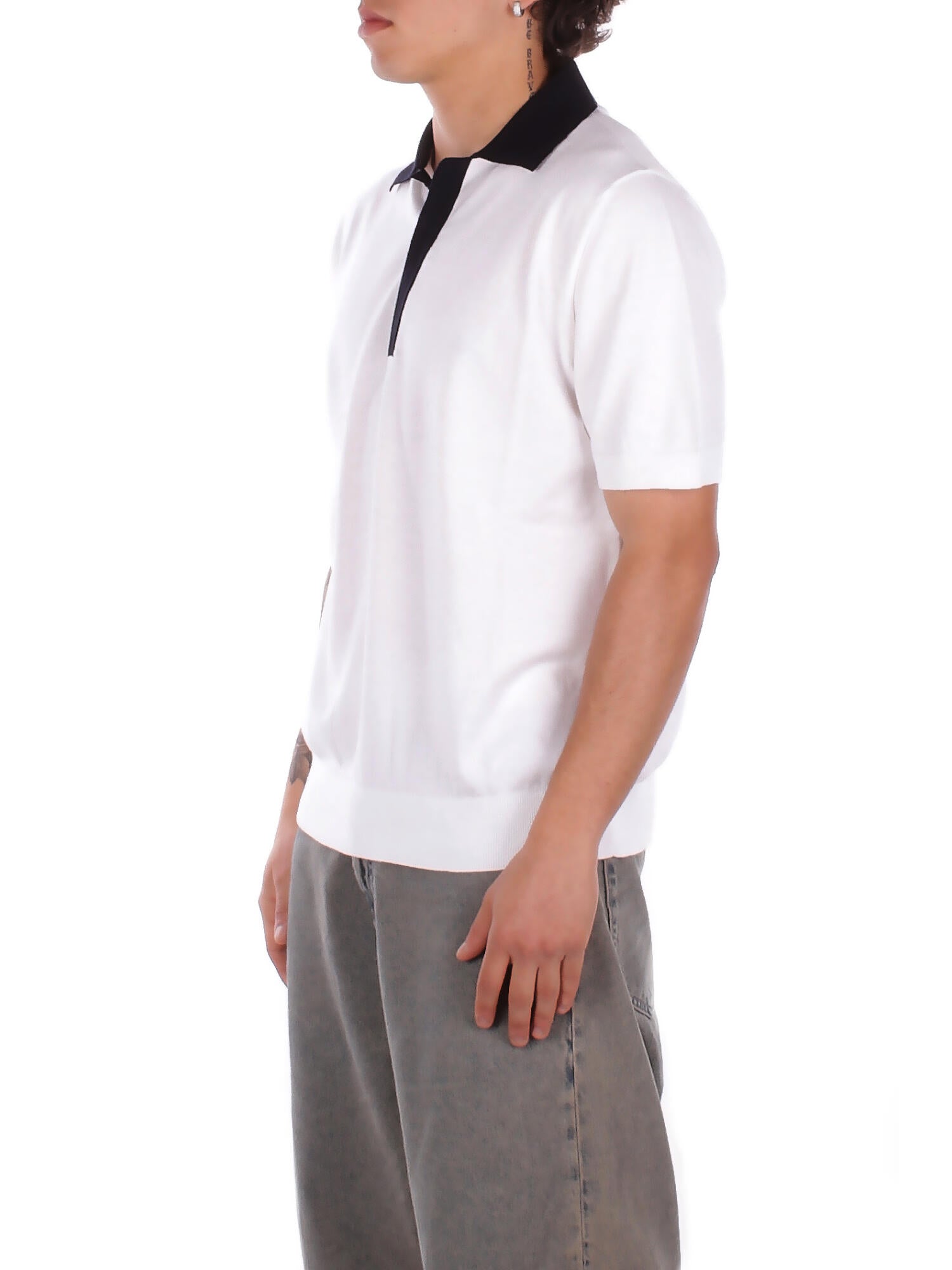 ALPHA STUDIO Uomo Polo AU5023B 1000 Polo m\m contrasto Bianco