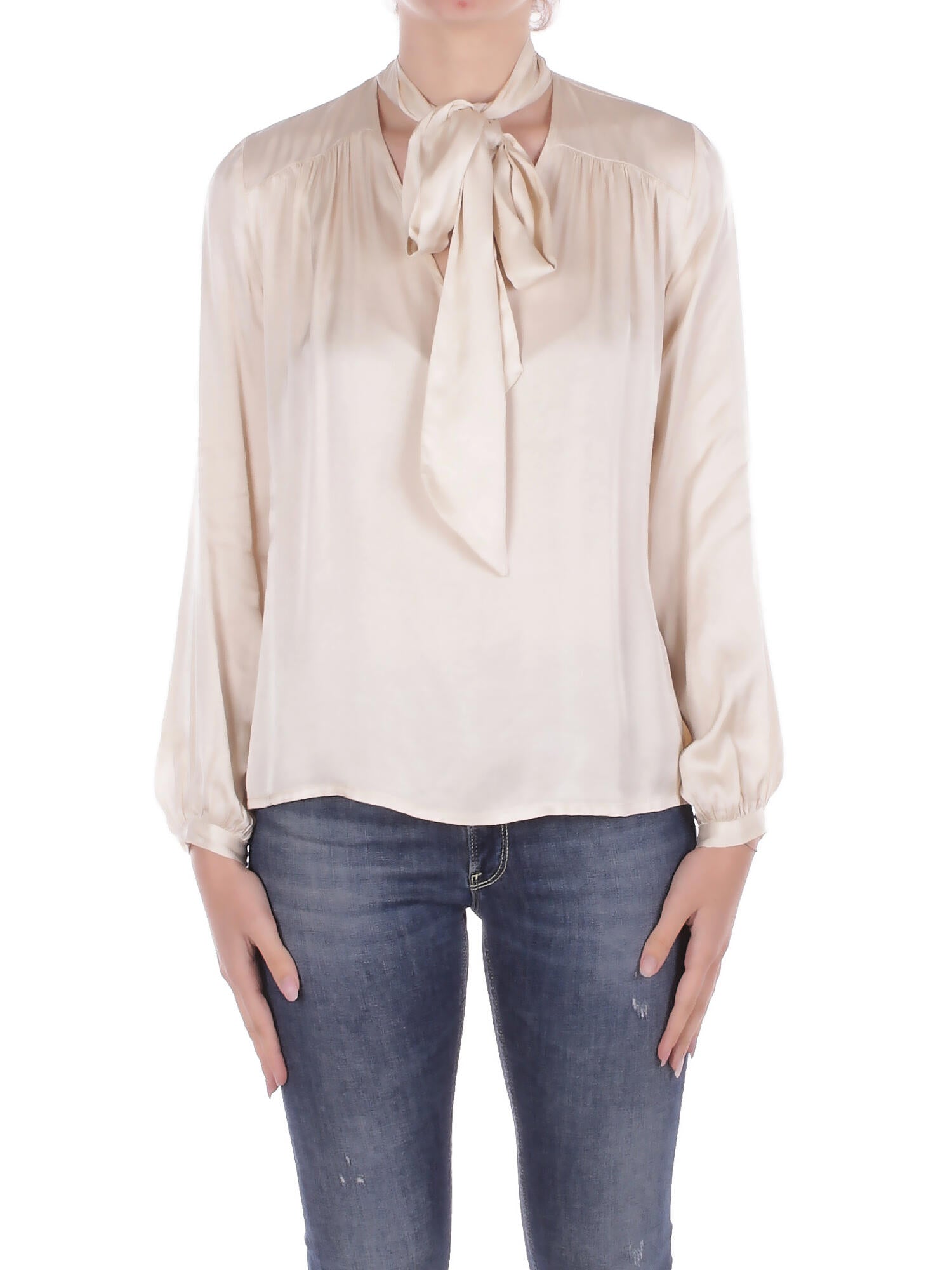 MANILA GRACE Donna Blusa C037VU MA649 Blusa con fusciacca Vanilla