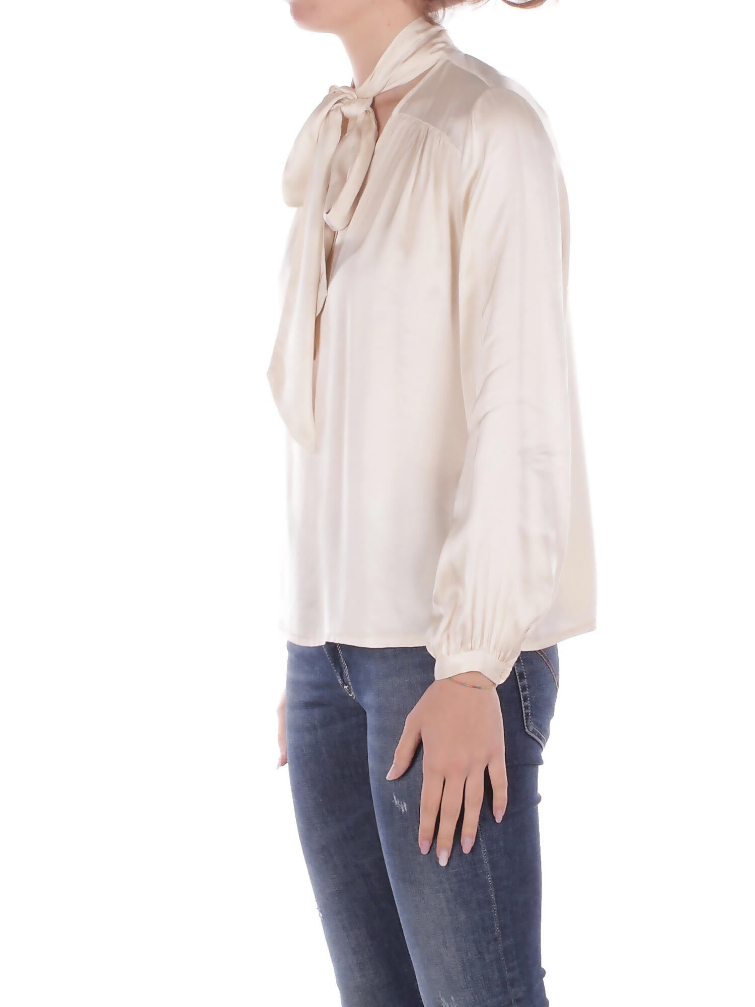 MANILA GRACE Donna Blusa C037VU MA649 Blusa con fusciacca Vanilla