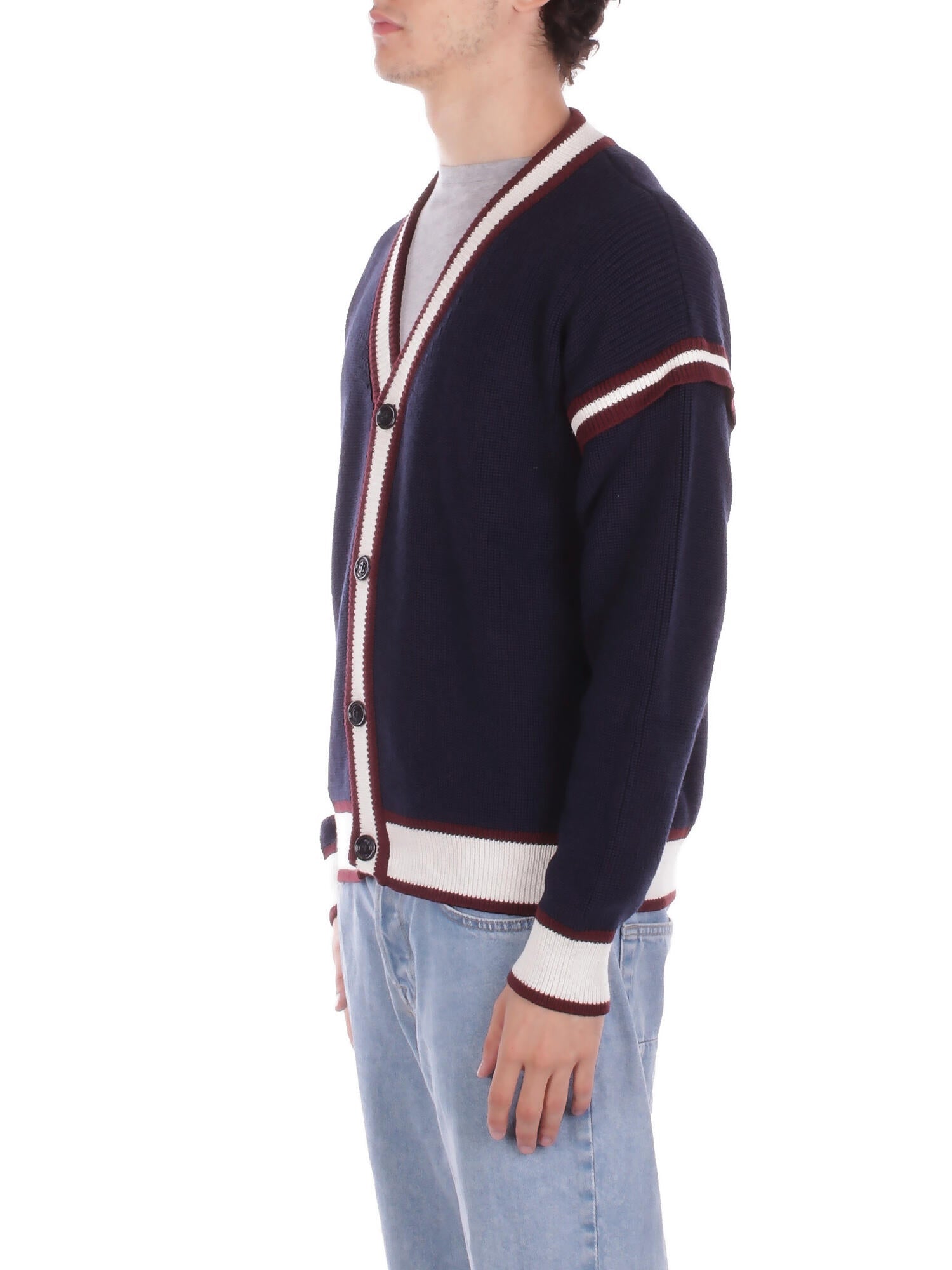 GCDS Uomo Maglia B2EM1800KI3 77 Logo lounge college cardigan Blu