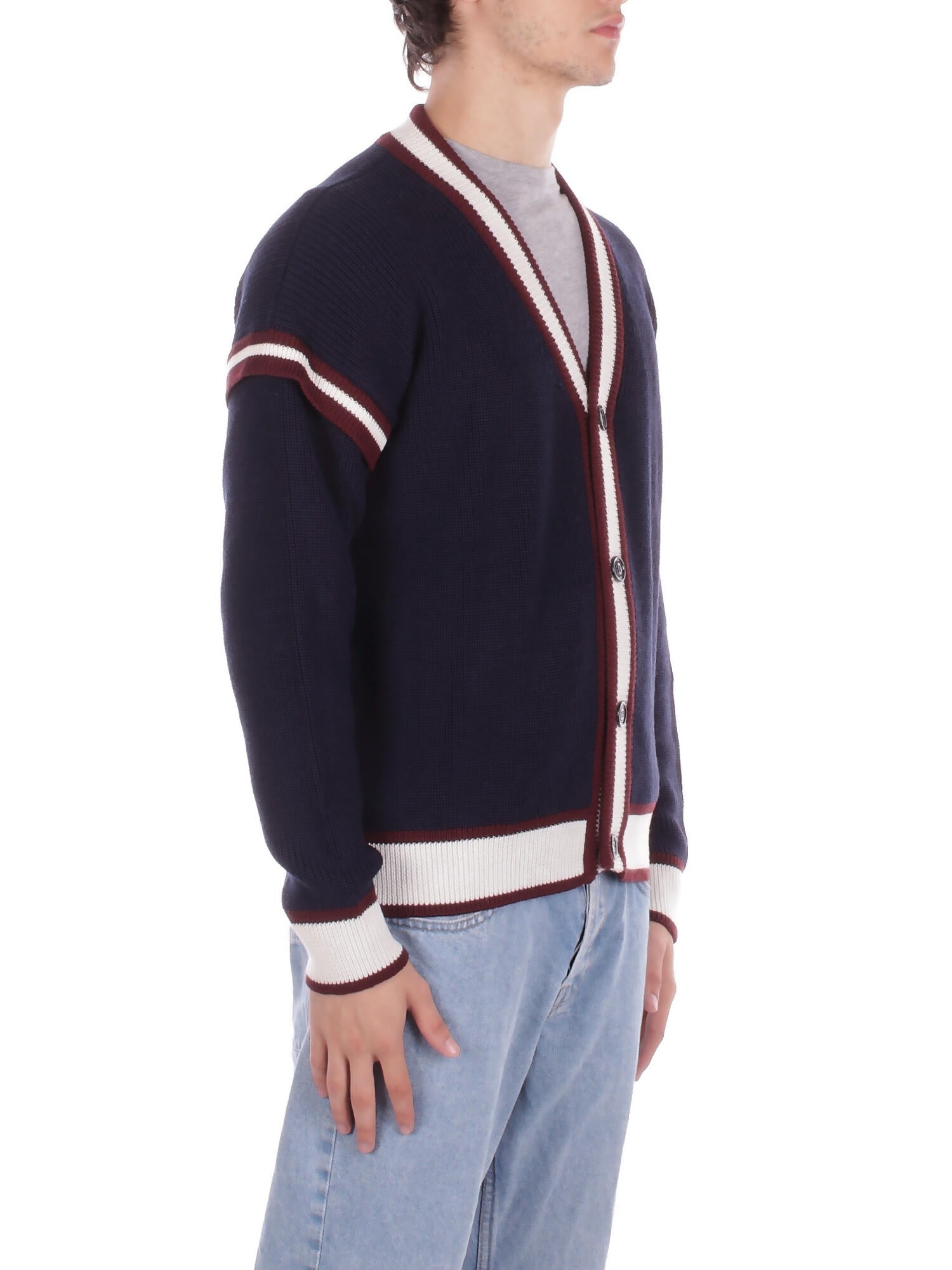 GCDS Uomo Maglia B2EM1800KI3 77 Logo lounge college cardigan Blu