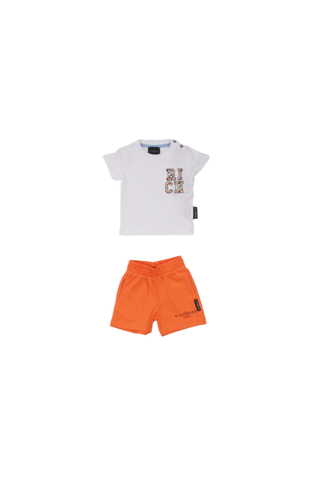 JOHN RICHMOND Bambino Completo RIP25050CJ WHT APR Set t-shirt+bermuda Bianco arancio