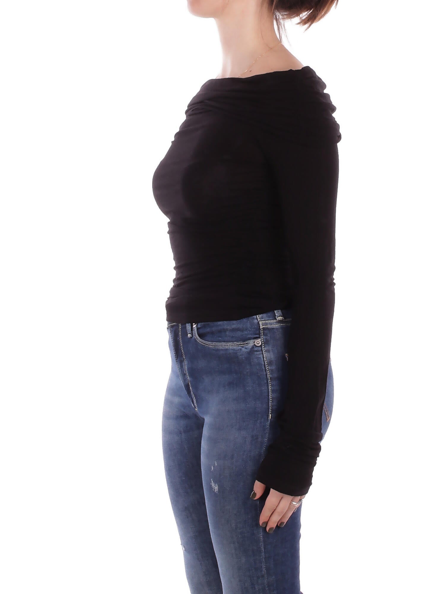 KOSTUMN1Â° Donna Maglia KI2506 NERO Maglia s.barca arricciato Nero