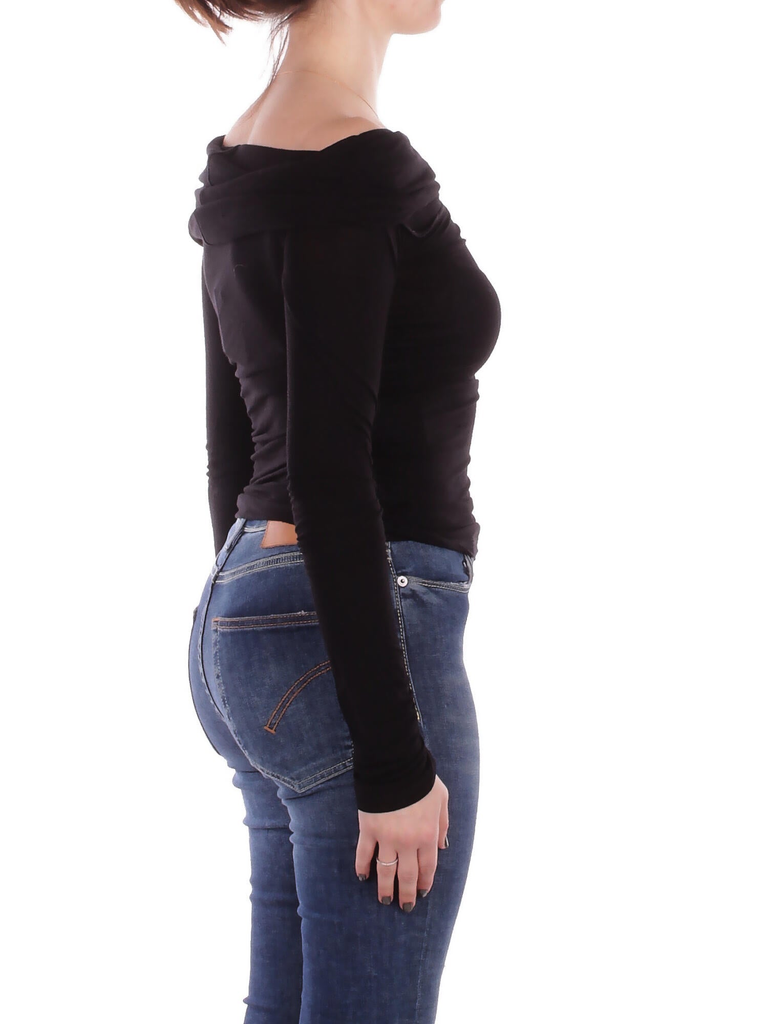 KOSTUMN1Â° Donna Maglia KI2506 NERO Maglia s.barca arricciato Nero