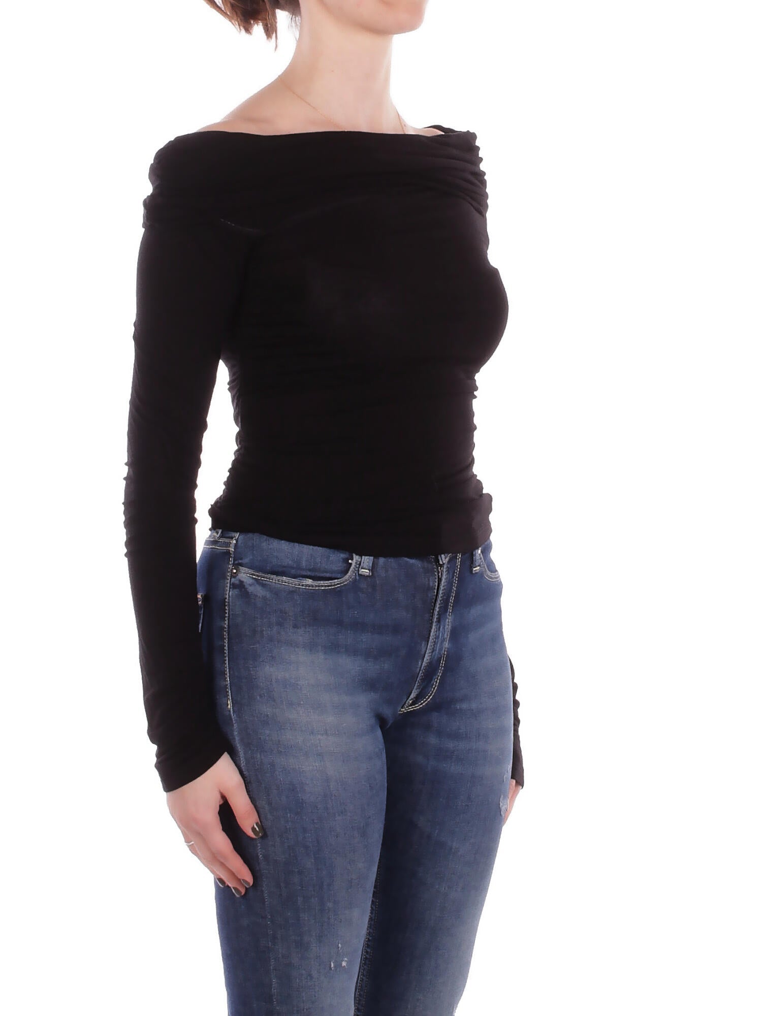 KOSTUMN1Â° Donna Maglia KI2506 NERO Maglia s.barca arricciato Nero