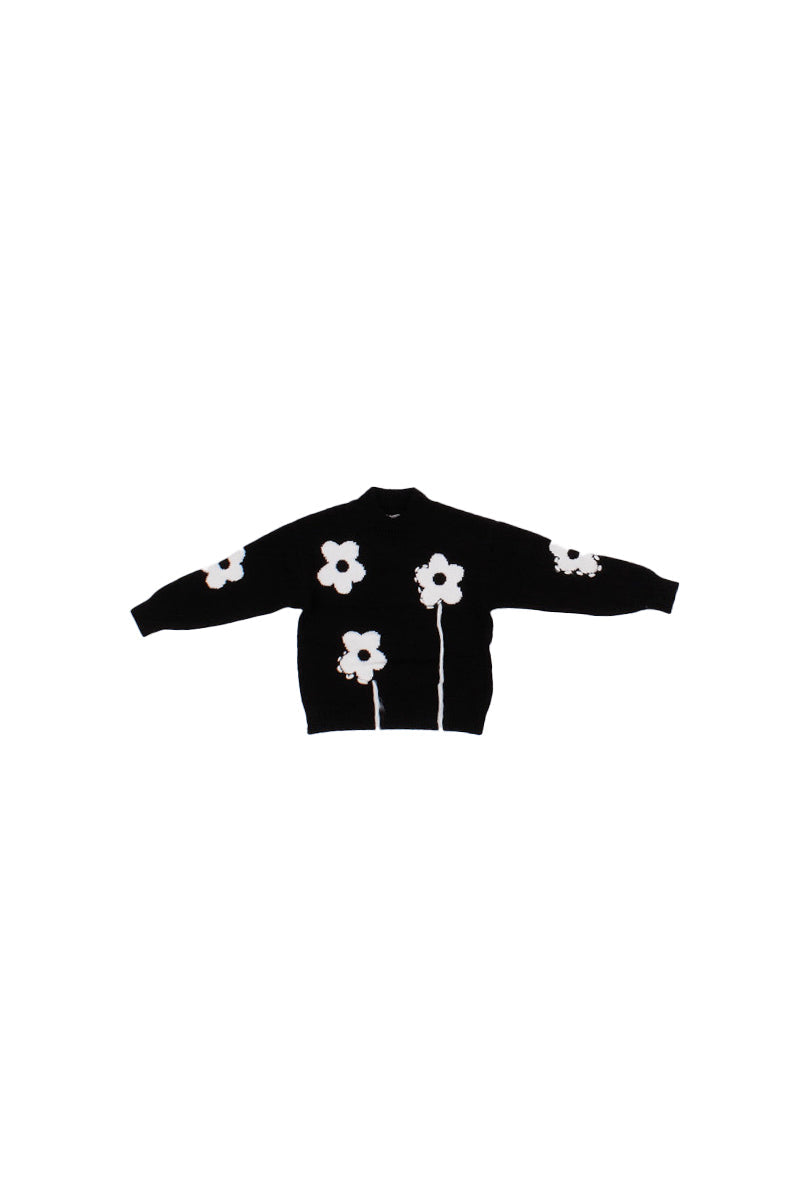 MANILA GRACE Bambina Maglia MB3051W25 MA001 Fiori applicati Nero