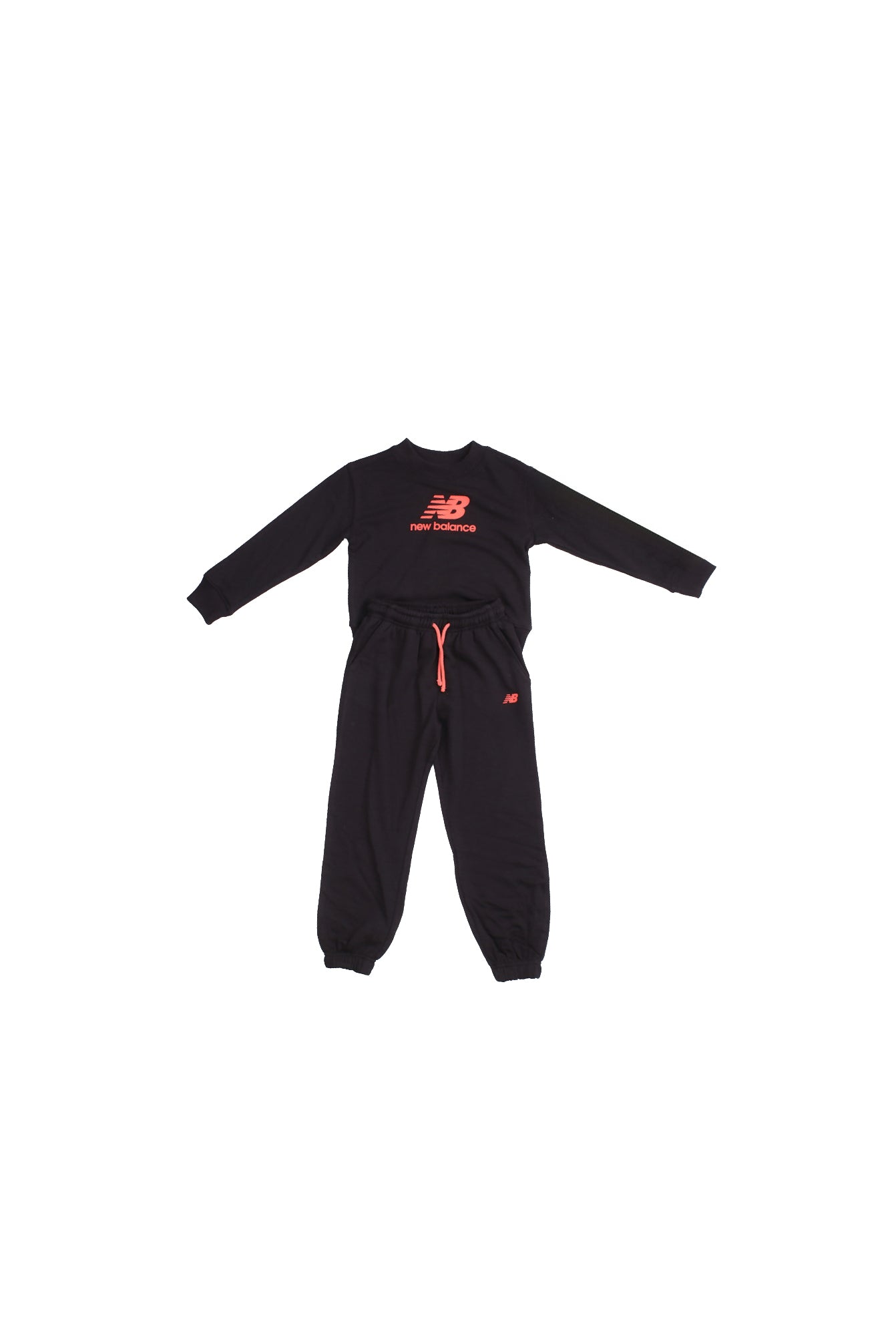 NEW BALANCE Bambina Tuta LAKG0239 BK Stacked logo ft cr ew and jog Nero
