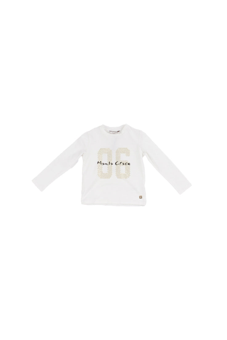 MANILA GRACE Bambina T-shirt MB3096W25 MA428 Logo Latte