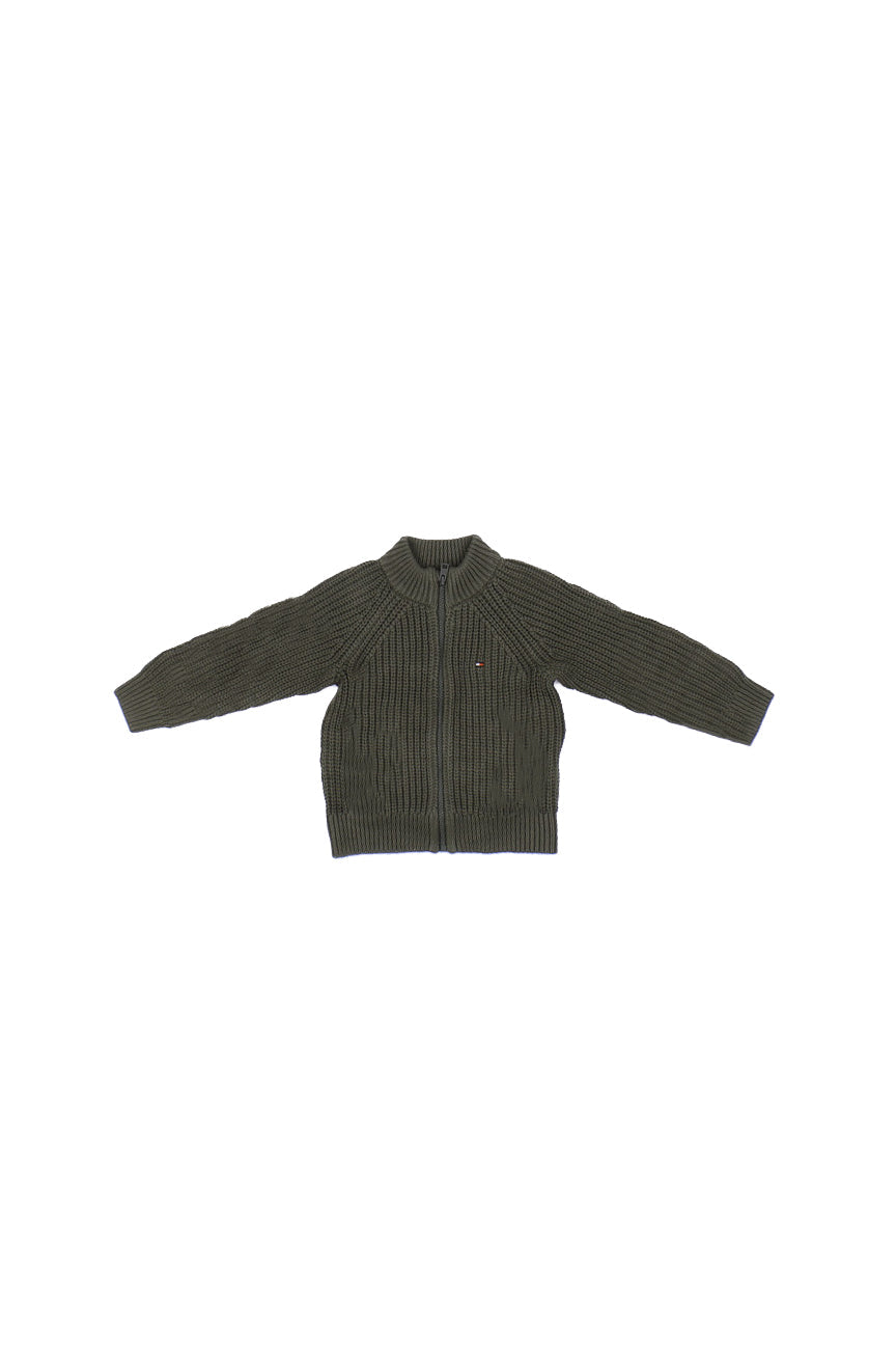 TOMMY HILFIGER Bambino Maglia KB0KB09913 MRH# Half cardigan full zip sweater Verde
