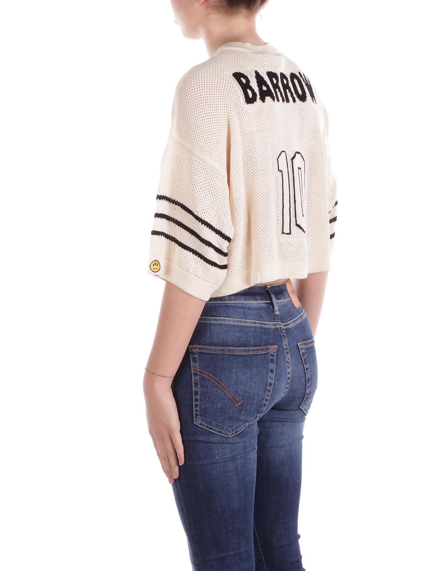BARROW Donna Maglia S5BWWOTH109 BW029 Knitted cropped t-shirt woman Vanilla
