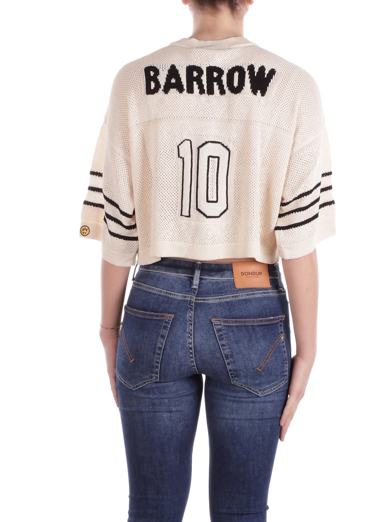 BARROW Donna Maglia S5BWWOTH109 BW029 Knitted cropped t-shirt woman Vanilla