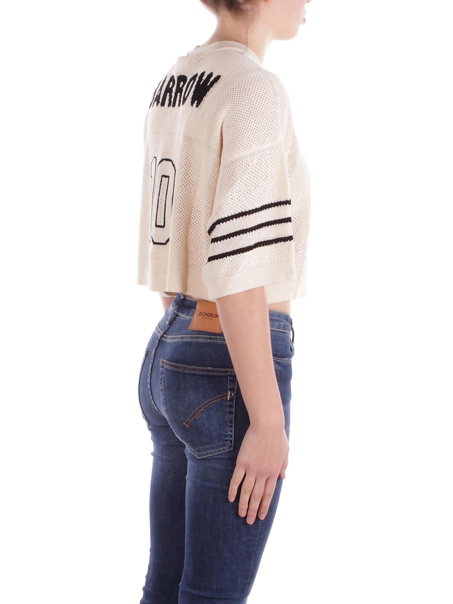 BARROW Donna Maglia S5BWWOTH109 BW029 Knitted cropped t-shirt woman Vanilla