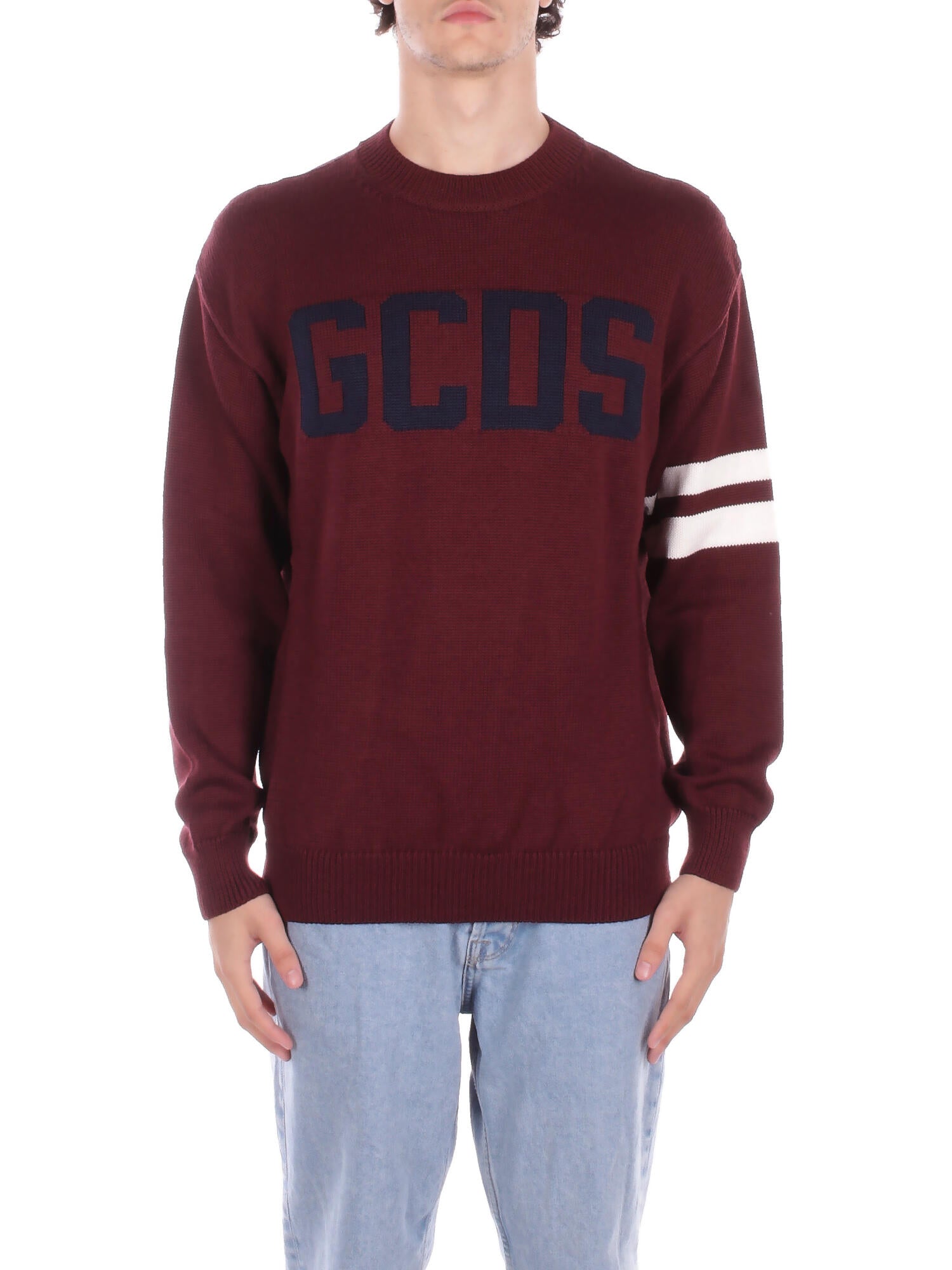 GCDS Uomo Maglia B2XM1506I5 49 Logo reg sweater Burgundi
