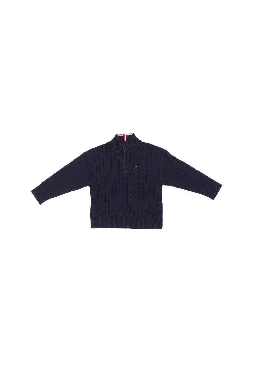 TOMMY HILFIGER Bambino Maglia KB0KB09971 C1G## Cotton cable half zip sweater Blu