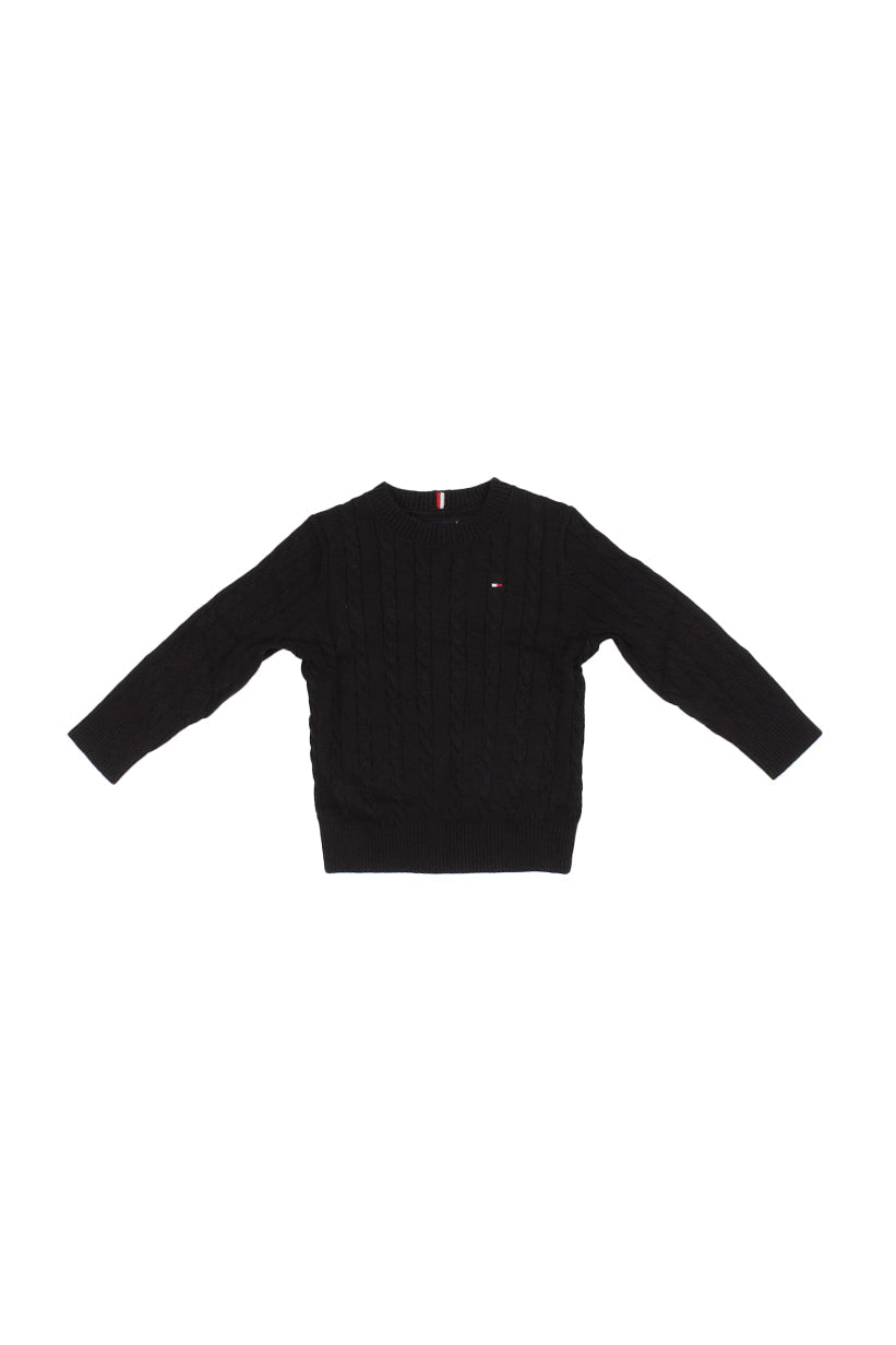 TOMMY HILFIGER Bambino Maglia KB0KB09753 BDS# Cotton cable sweater Black