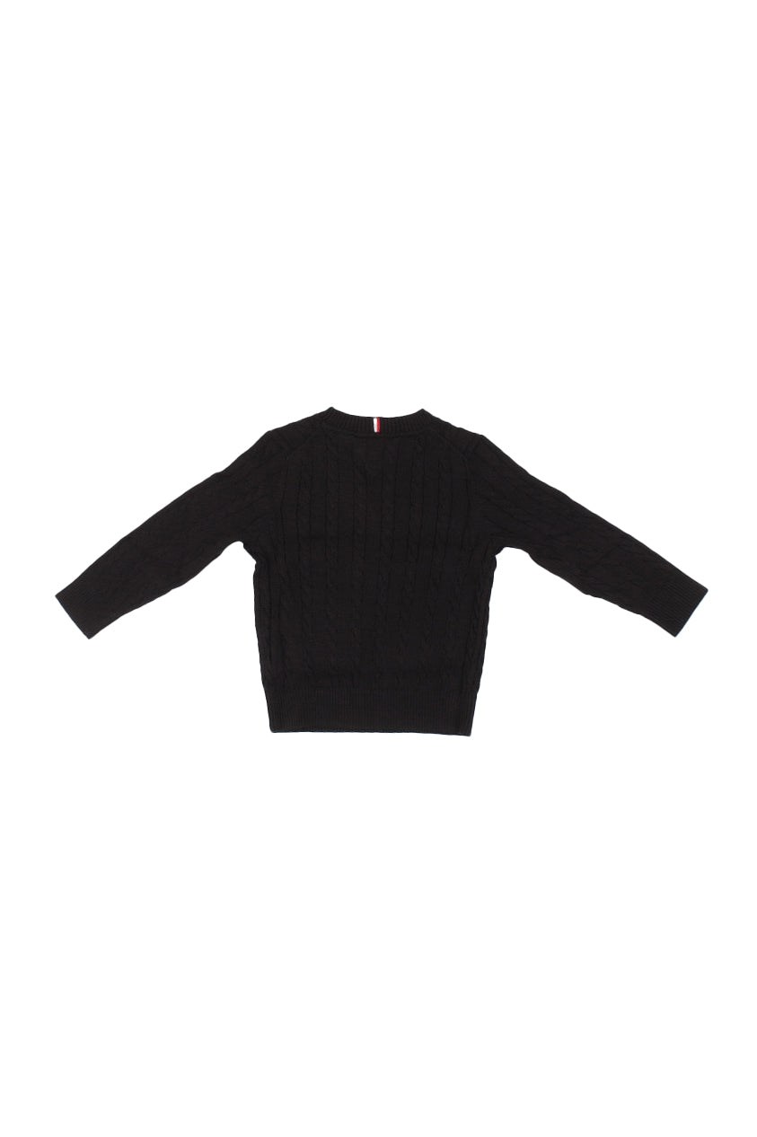 TOMMY HILFIGER Bambino Maglia KB0KB09753 BDS# Cotton cable sweater Black