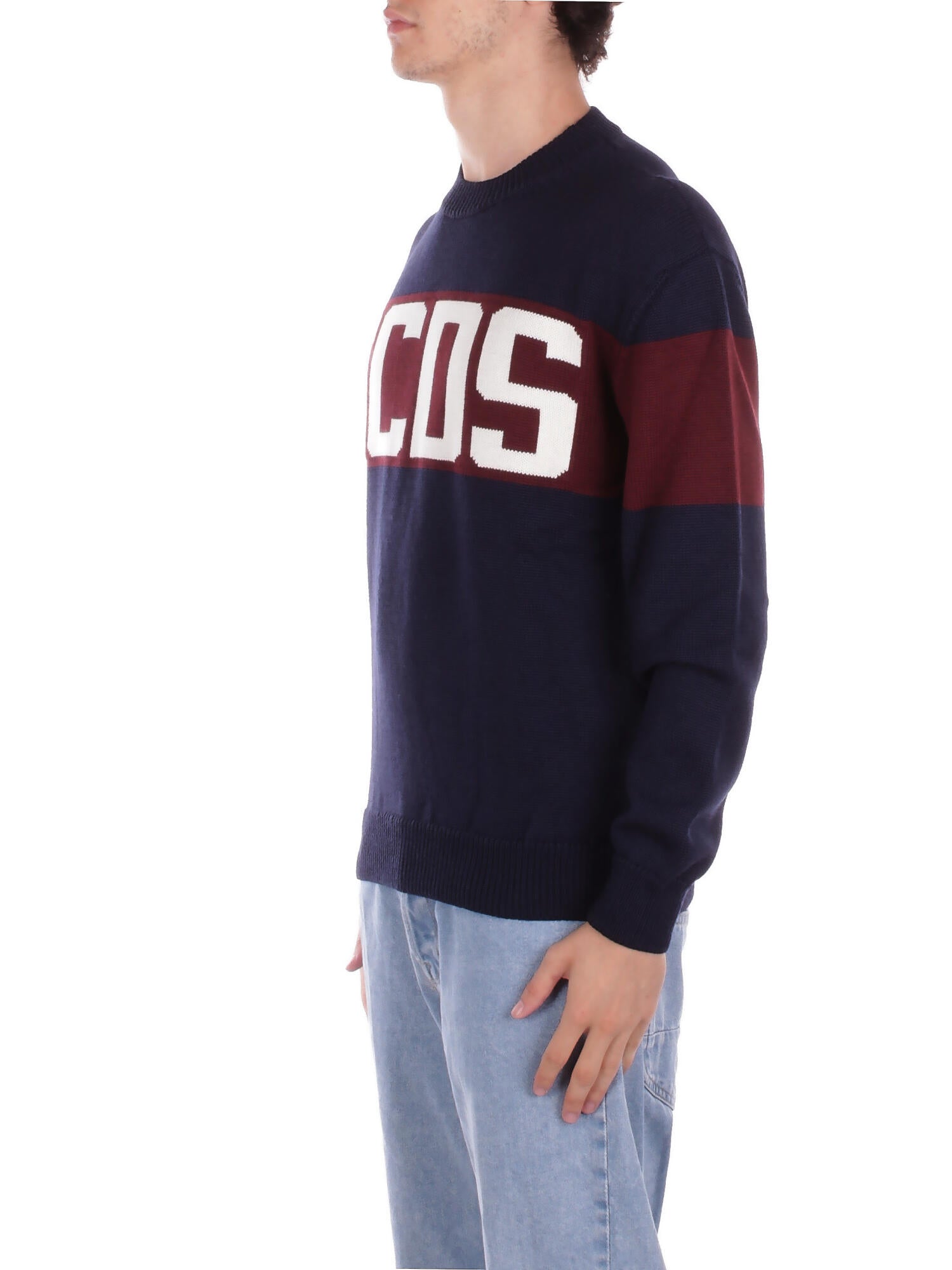 GCDS Uomo Maglia B2CM1505KI4 77 Band logo crew Blu
