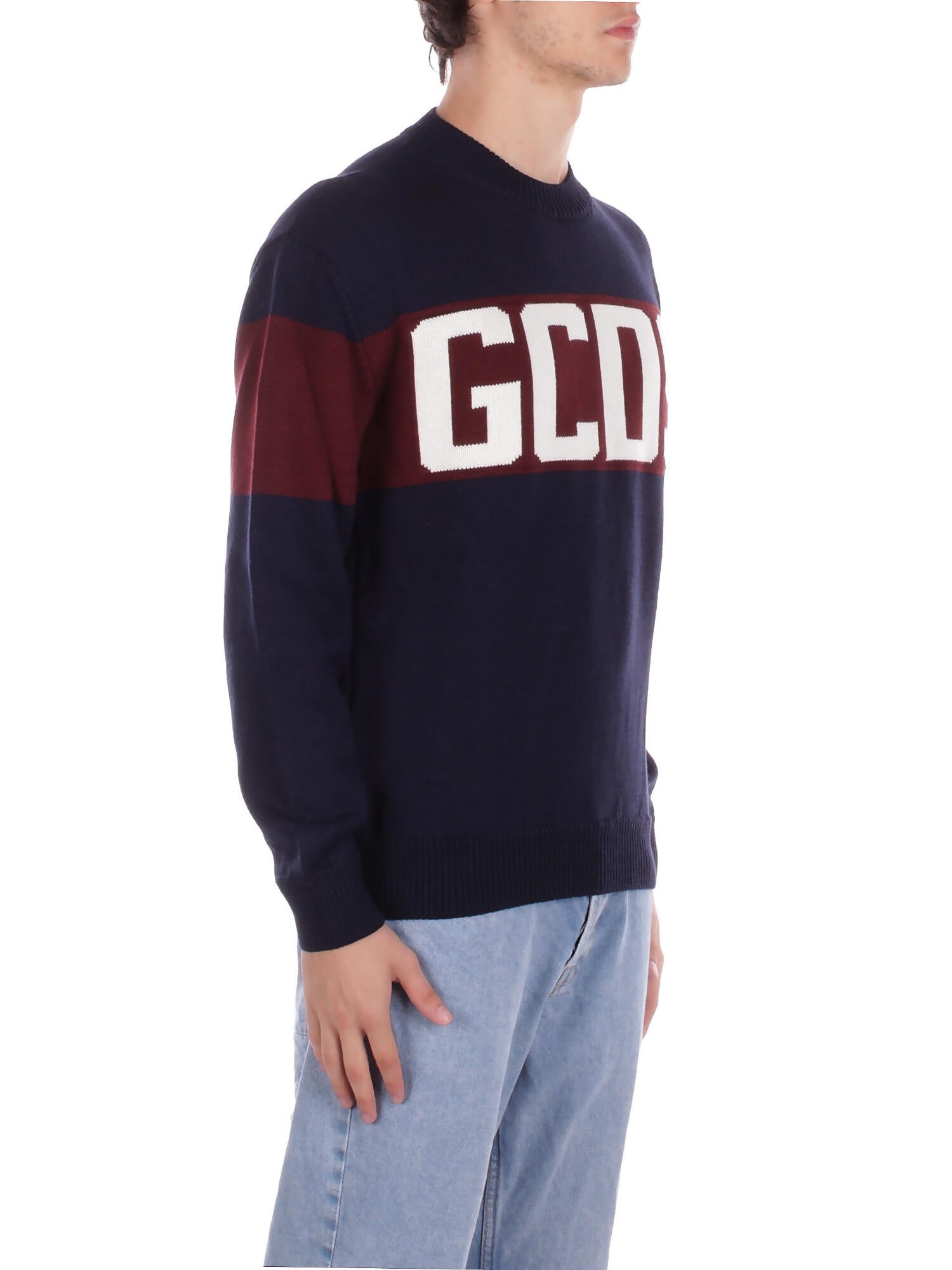 GCDS Uomo Maglia B2CM1505KI4 77 Band logo crew Blu