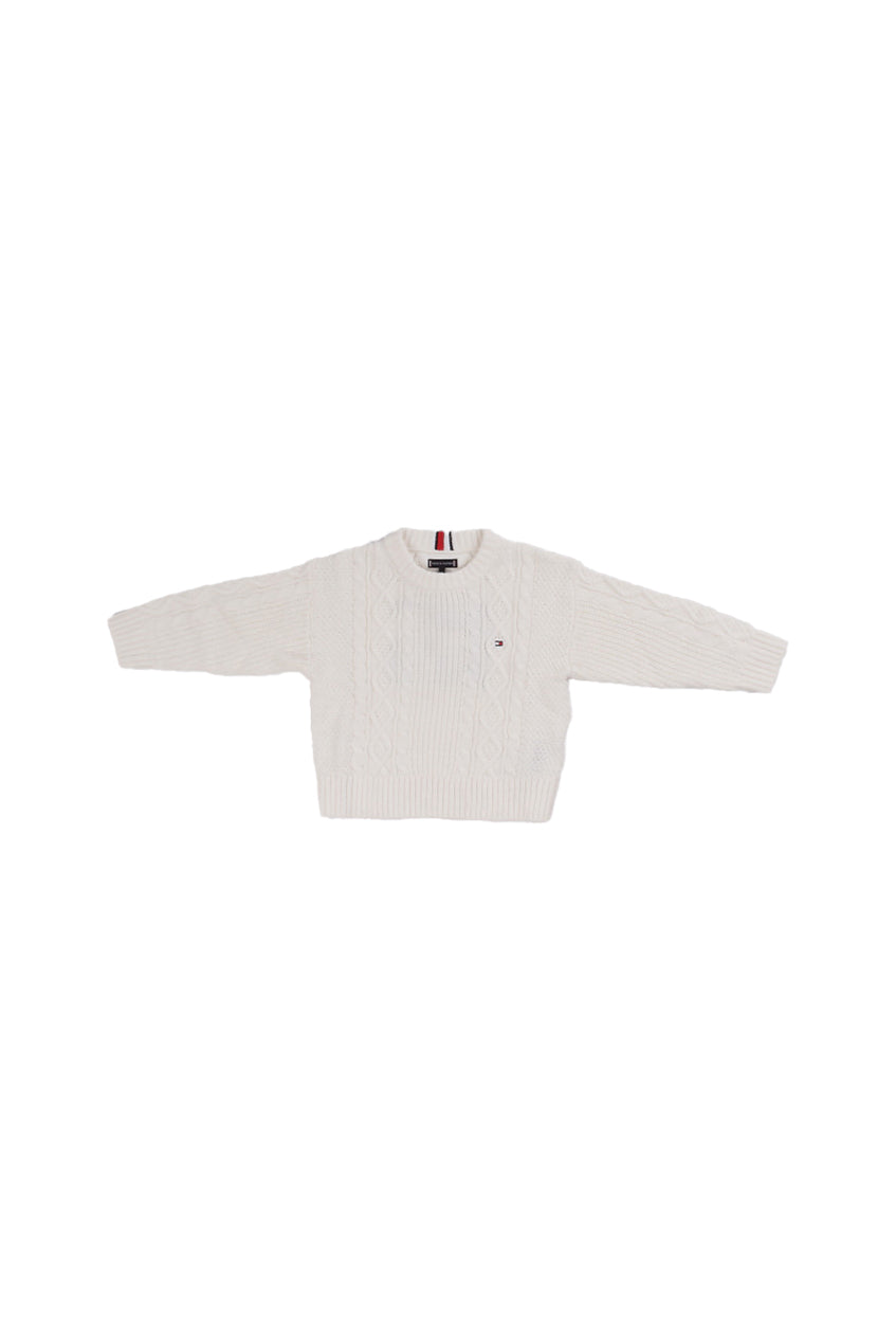 TOMMY HILFIGER Bambino Maglia KB0KB09910 YA8## Cotton cable mix graphic Ivory