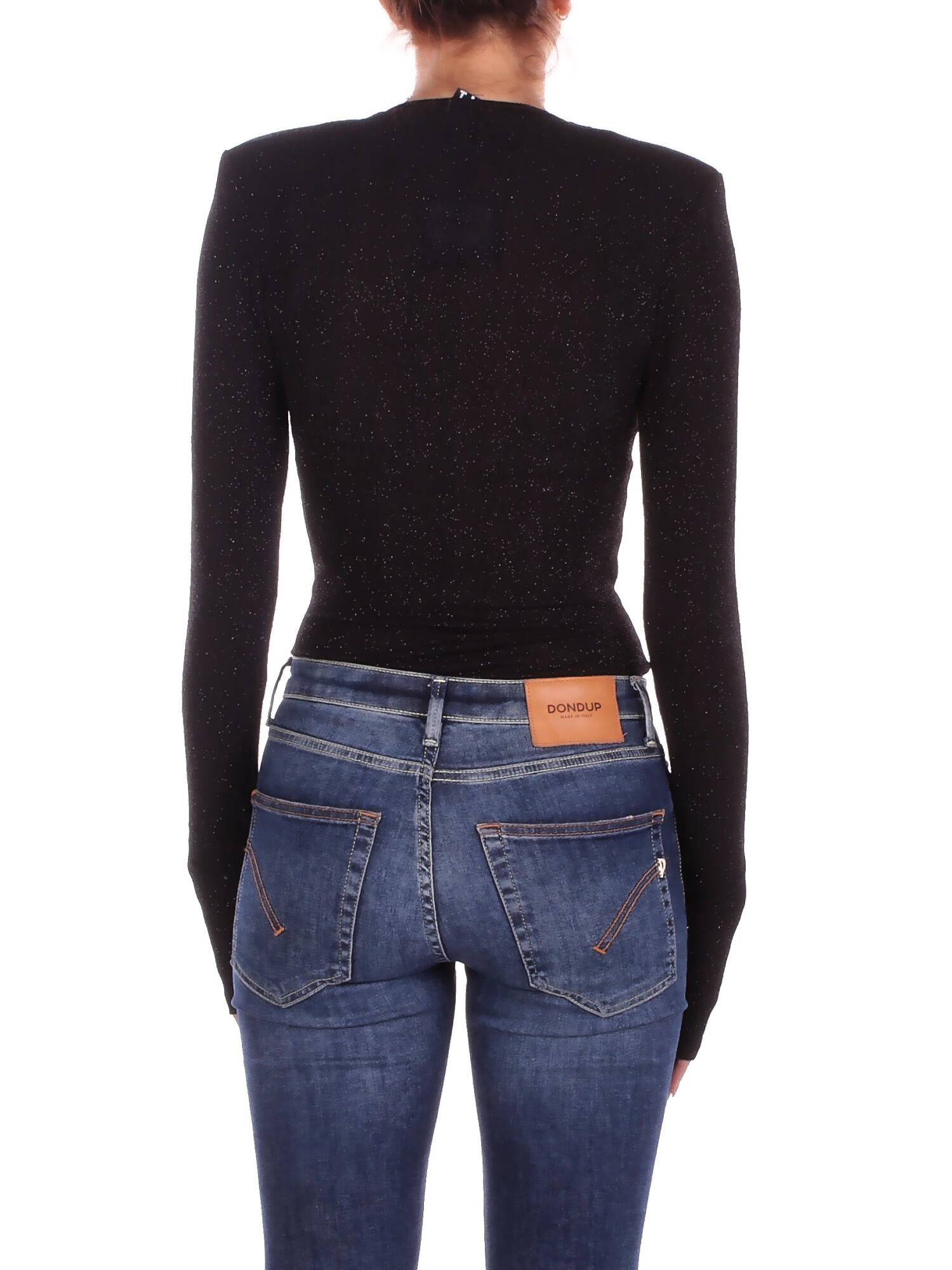 KOSTUMN1Â° Donna Body KI2585 NERO Body scollo v glitter Nero
