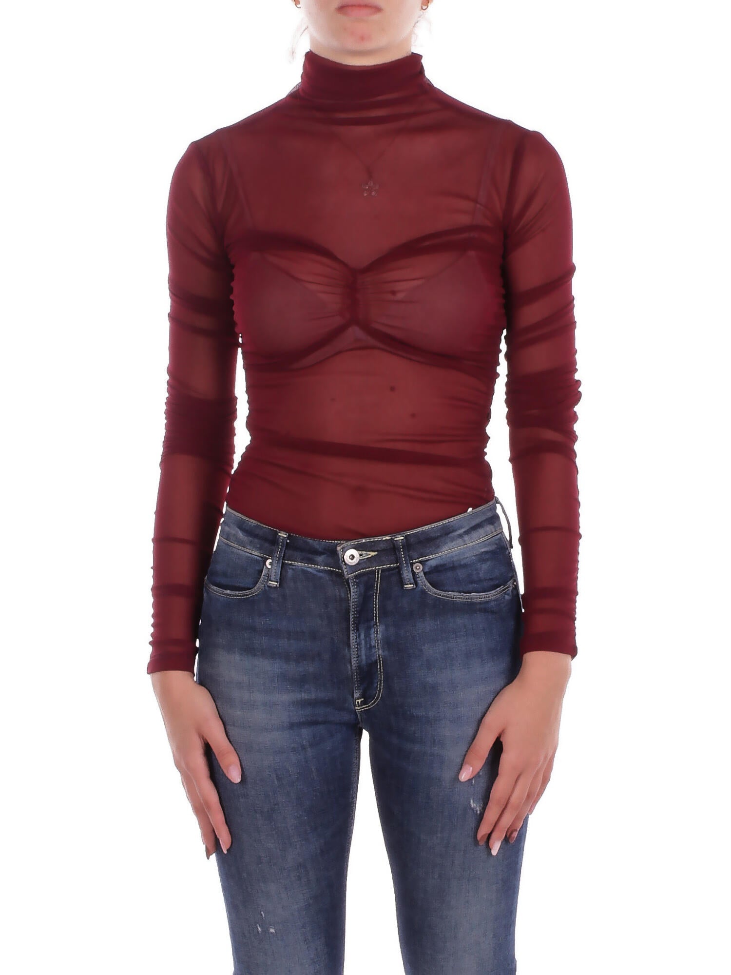 KOSTUMN1Â° Donna Body KI25128 BORDEAUX Body in tulle Bordeaux
