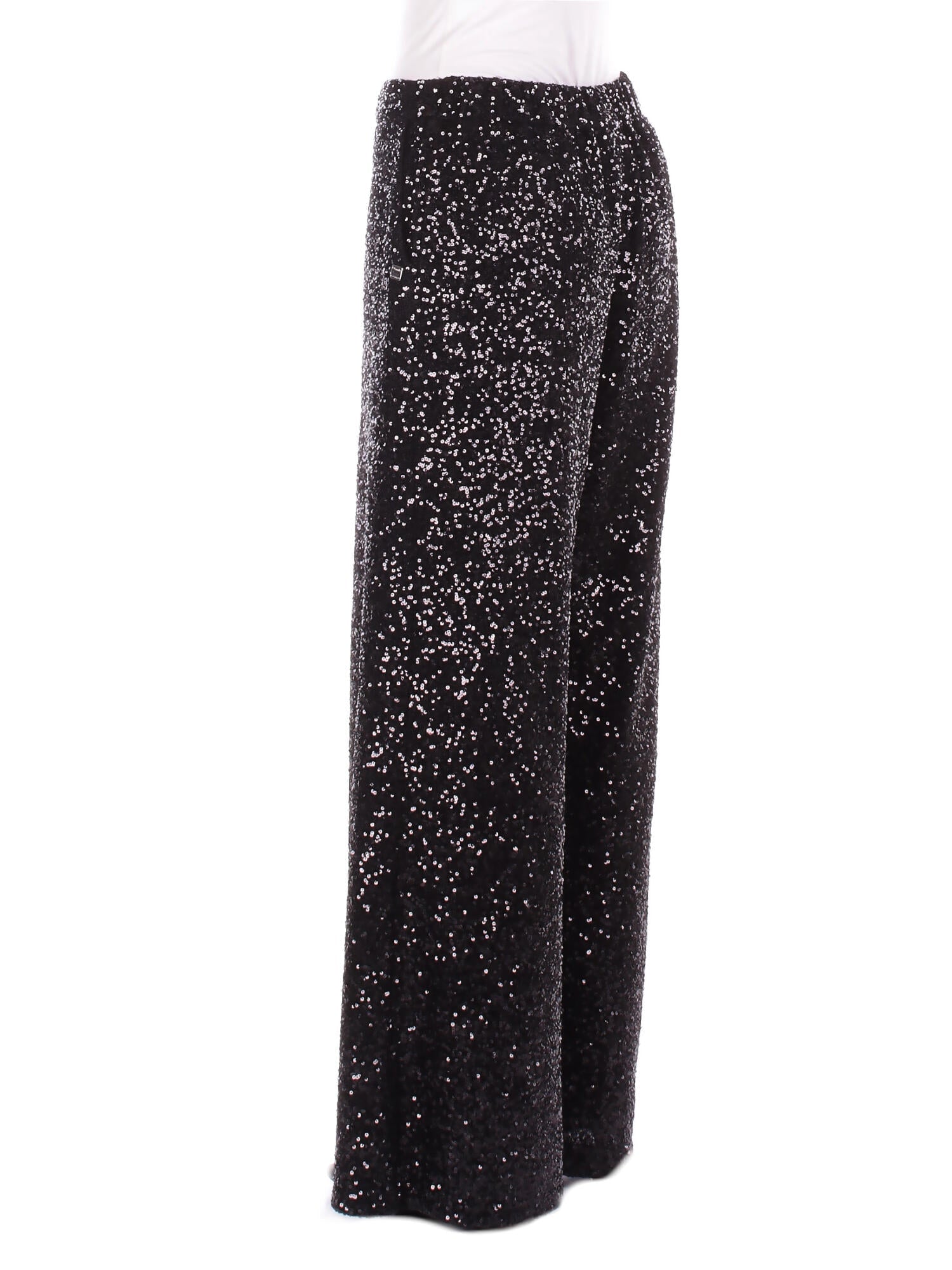 MANILA GRACE Donna Pantalone P187PY MA001 Pantalone paillettes Nero