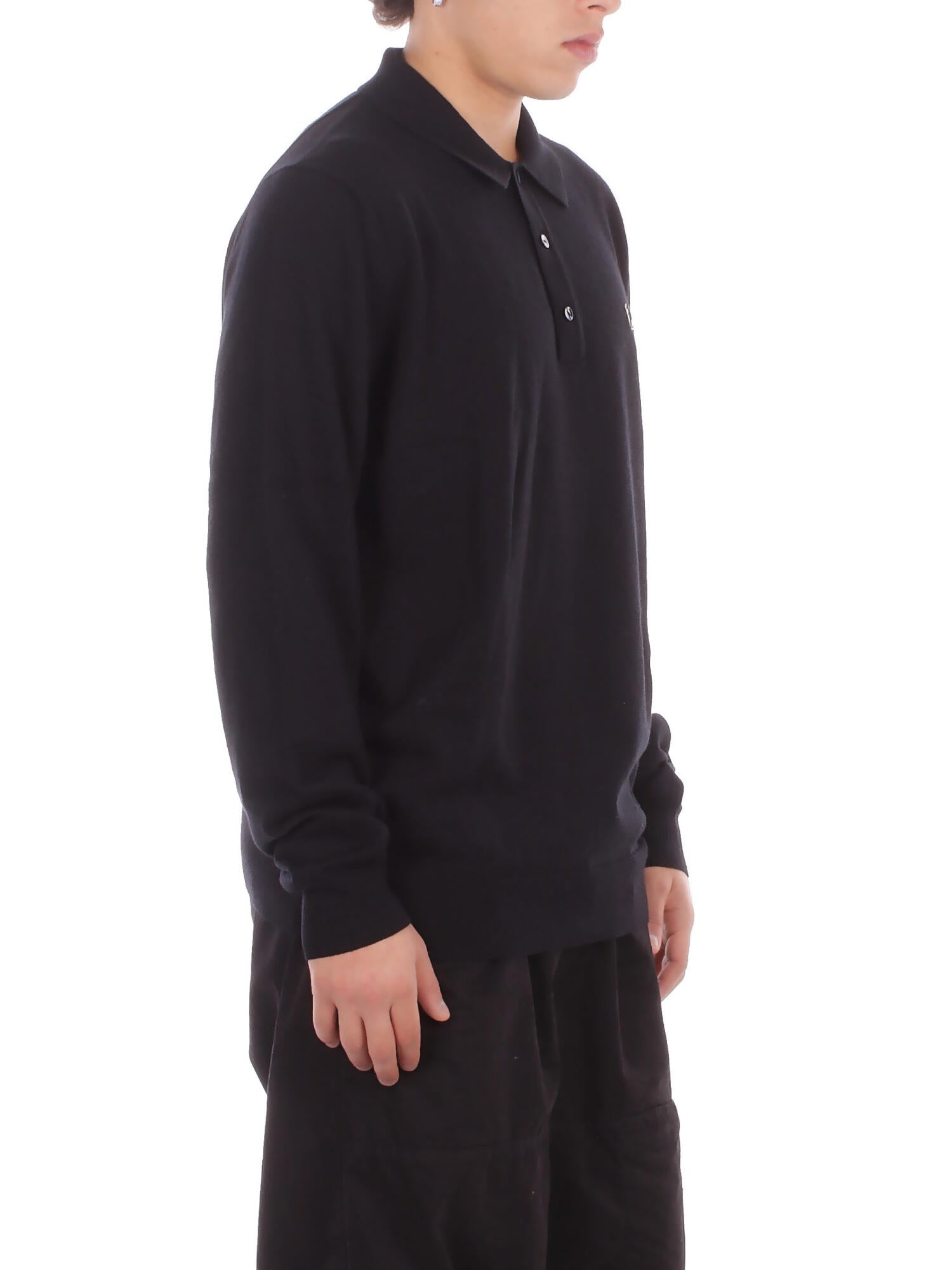 FRED PERRY Uomo Maglia K4535 220 Fp classic knitted shirt ls Black