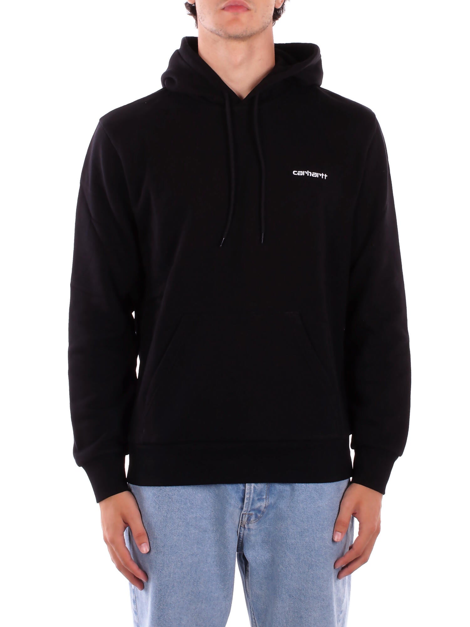 CARHARTT WIP Uomo Felpa I035392 0D2 XX Hooded script embroidery Black white