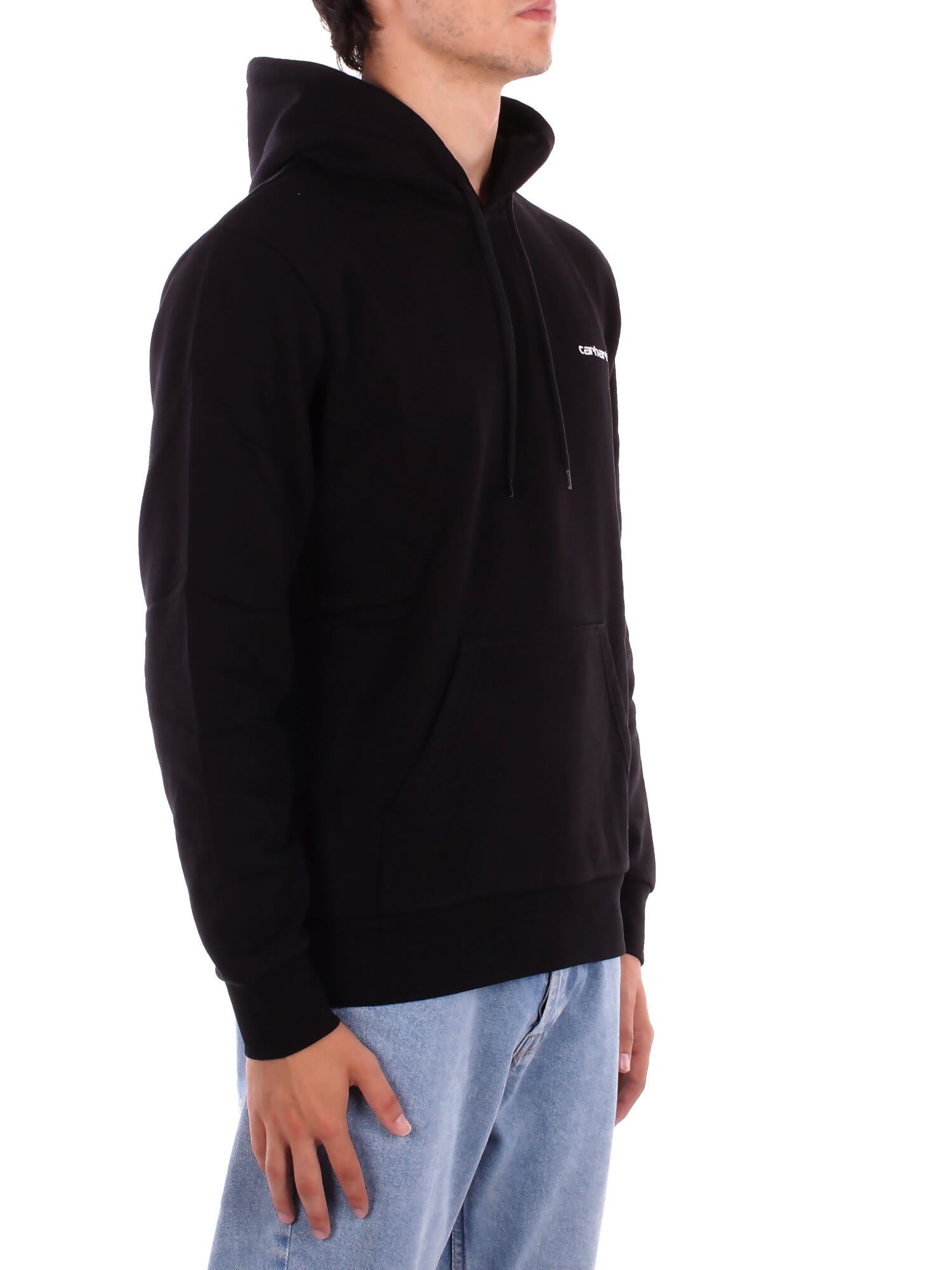 CARHARTT WIP Uomo Felpa I035392 0D2 XX Hooded script embroidery Black white