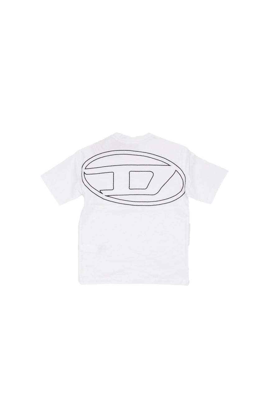 DIESEL Bambino T-shirt J02276 0HGAM K100 Tboggymegovald over Bianco