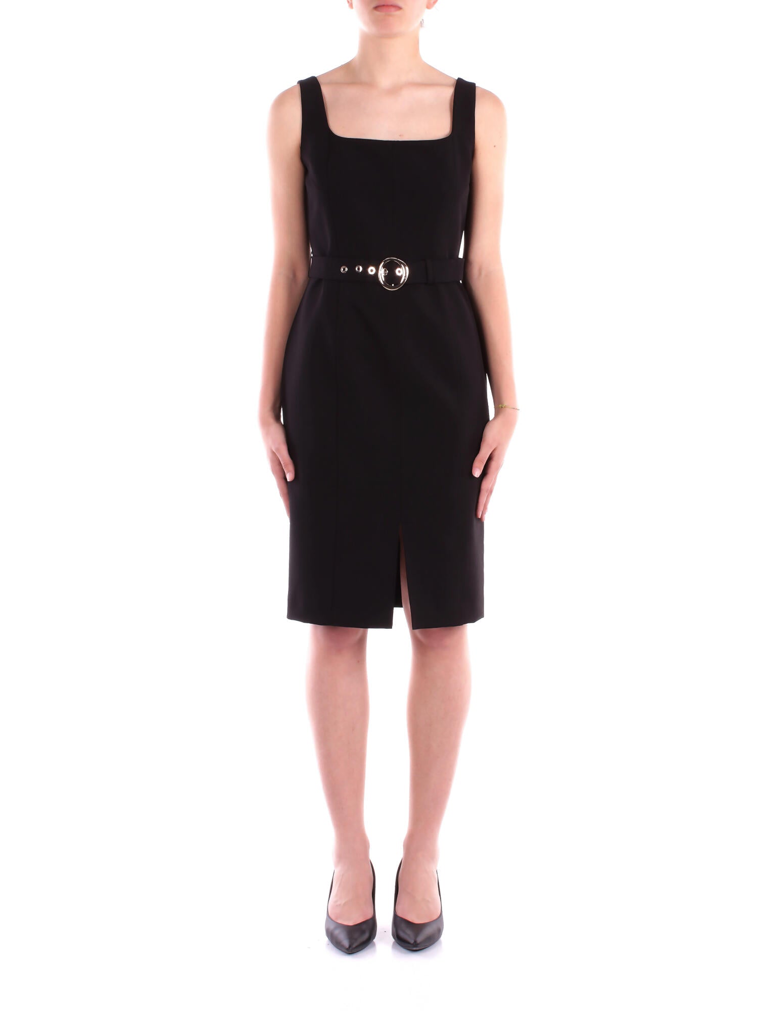 LIU JO Donna Abito CA5306T2200 22222 Ecs tubino con cintura Nero
