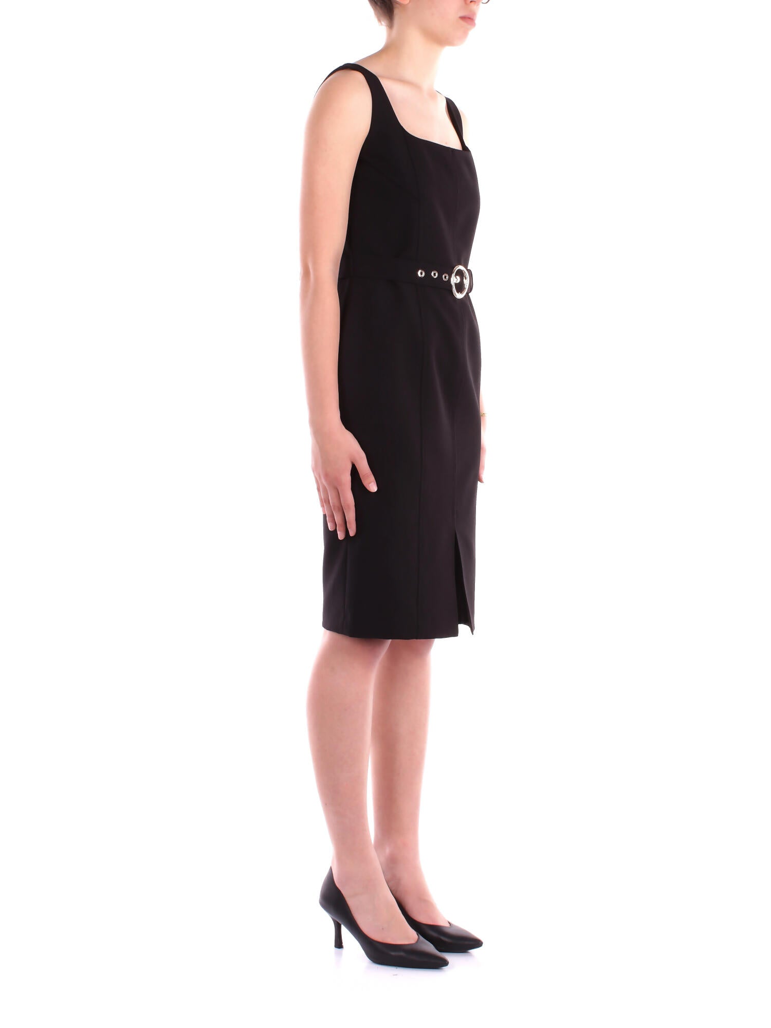 LIU JO Donna Abito CA5306T2200 22222 Ecs tubino con cintura Nero