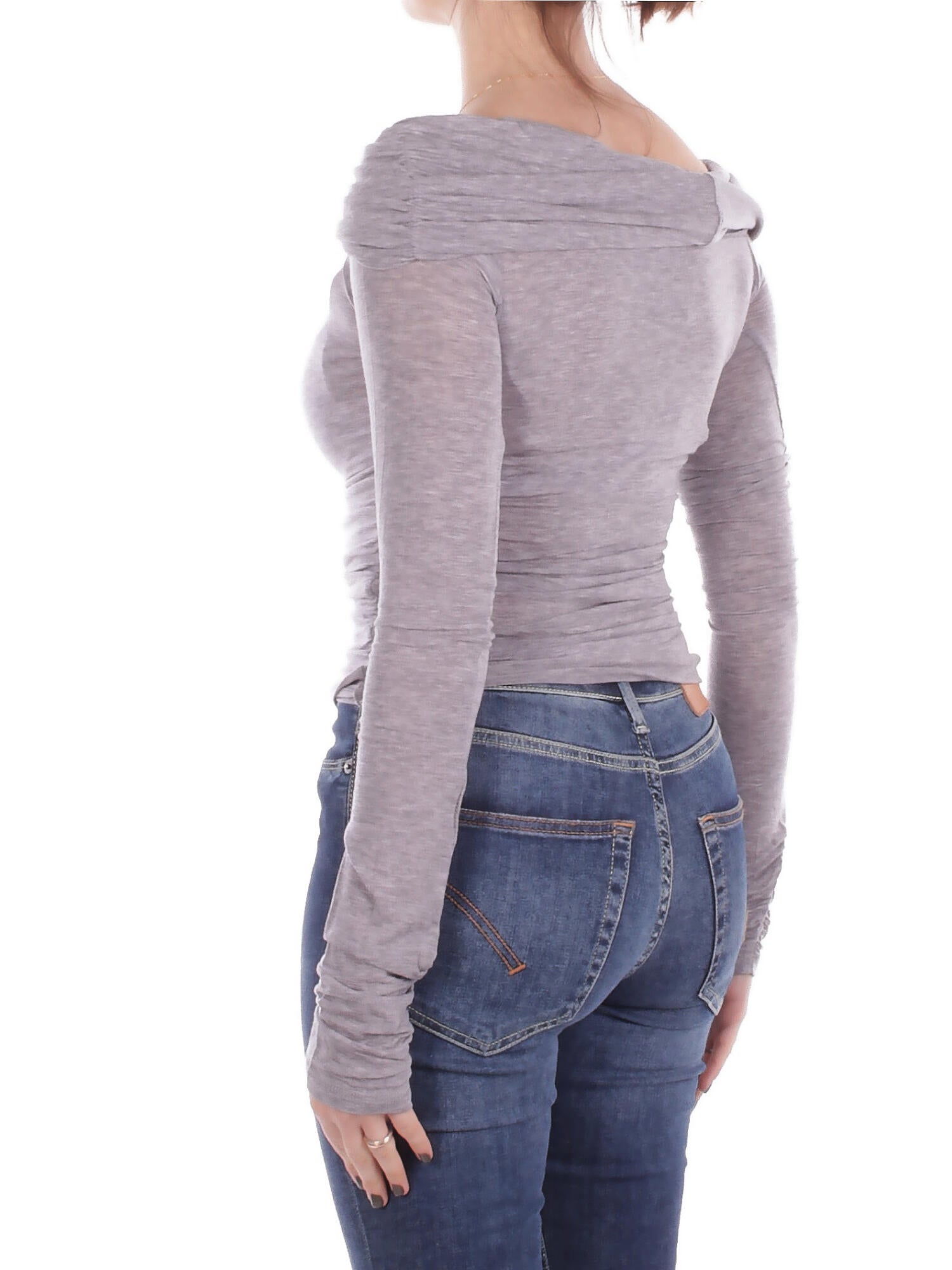 KOSTUMN1Â° Donna Maglia KI2506 GRIGIO Maglia s.barca arricciato Grigio