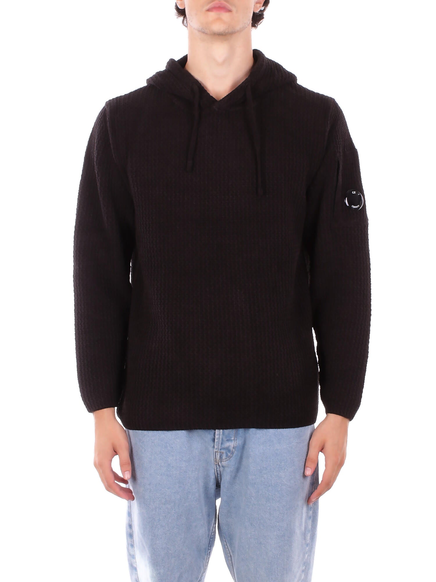 CP COMPANY Uomo Felpa 19CMKN018A 005558G 999 Knitwear hooded in chenille co Black