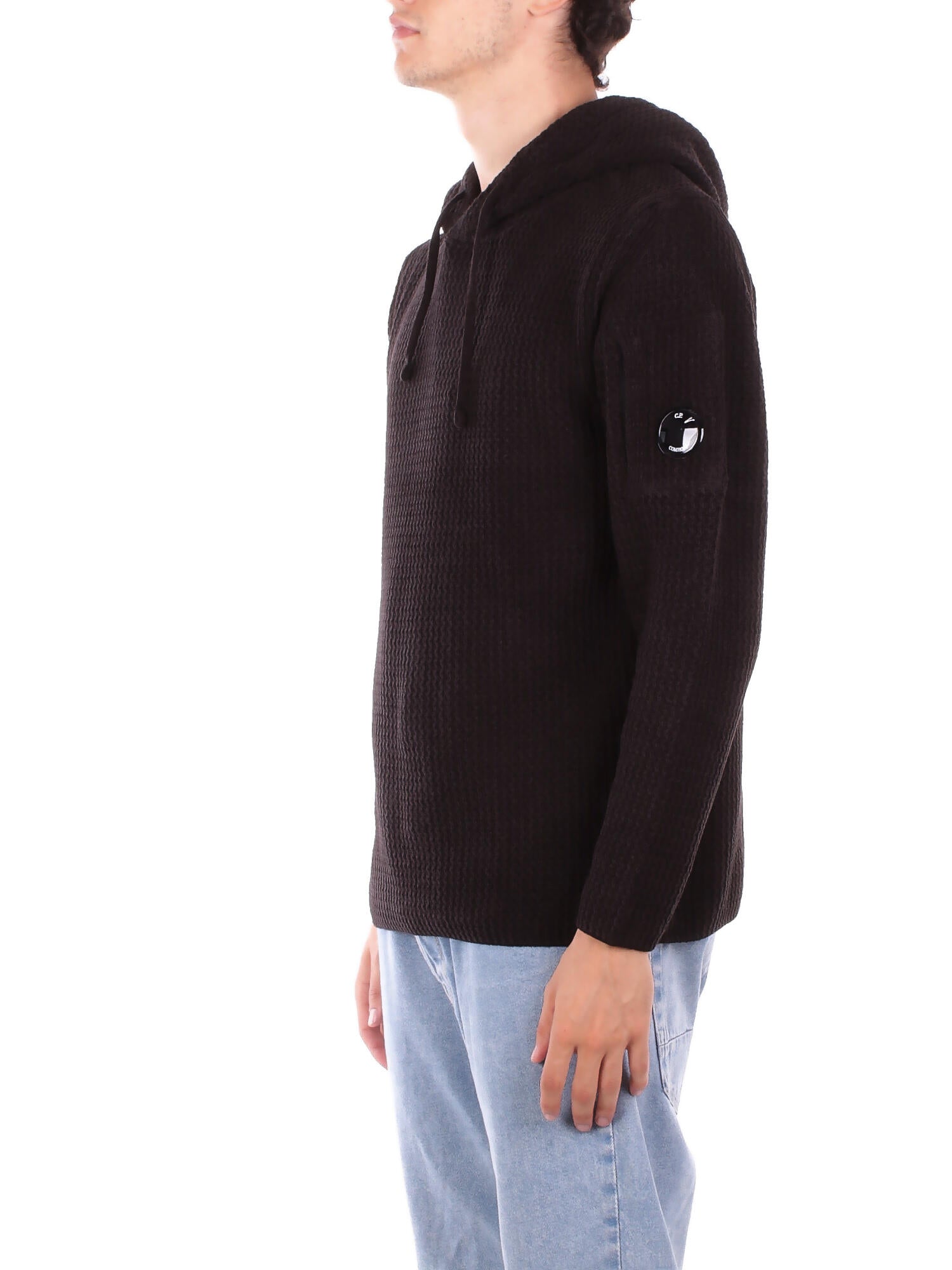 CP COMPANY Uomo Felpa 19CMKN018A 005558G 999 Knitwear hooded in chenille co Black