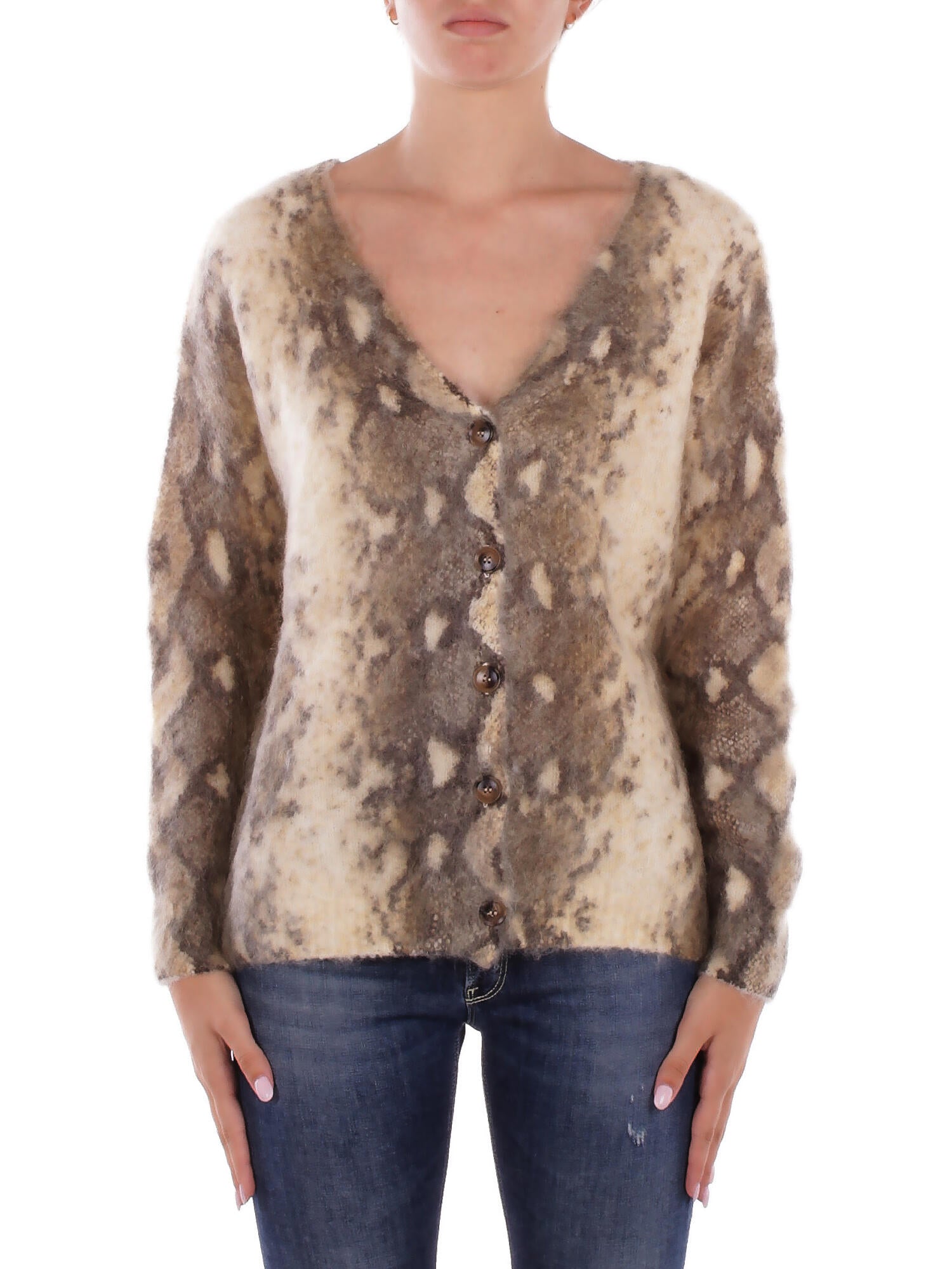 SOLOTRE Donna Maglia M3F0120 FF GREIGE Cardigan Grigio