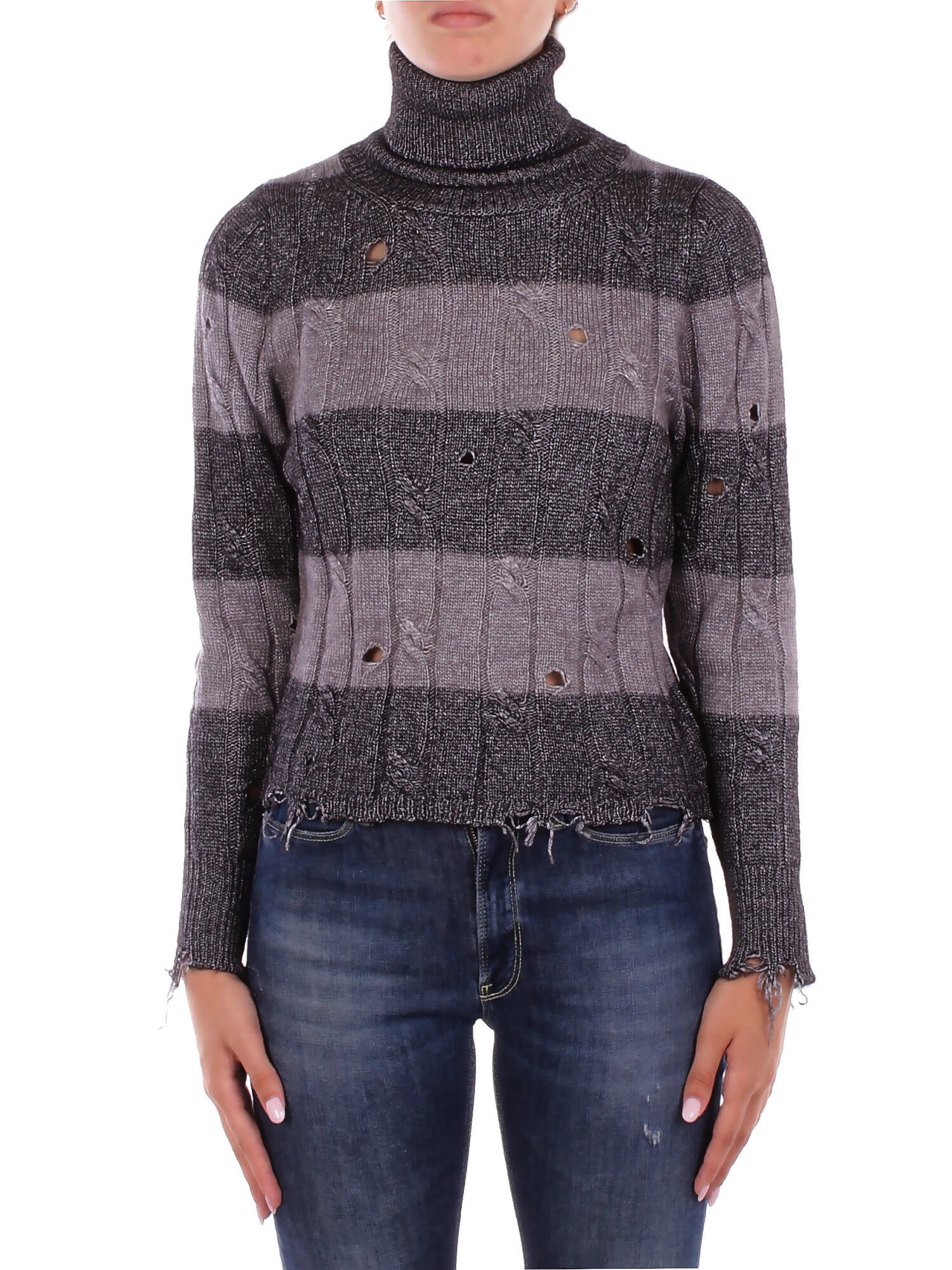 SOLOTRE Donna Maglia M3F0031 FV403 NERO ALLUM Nero argento