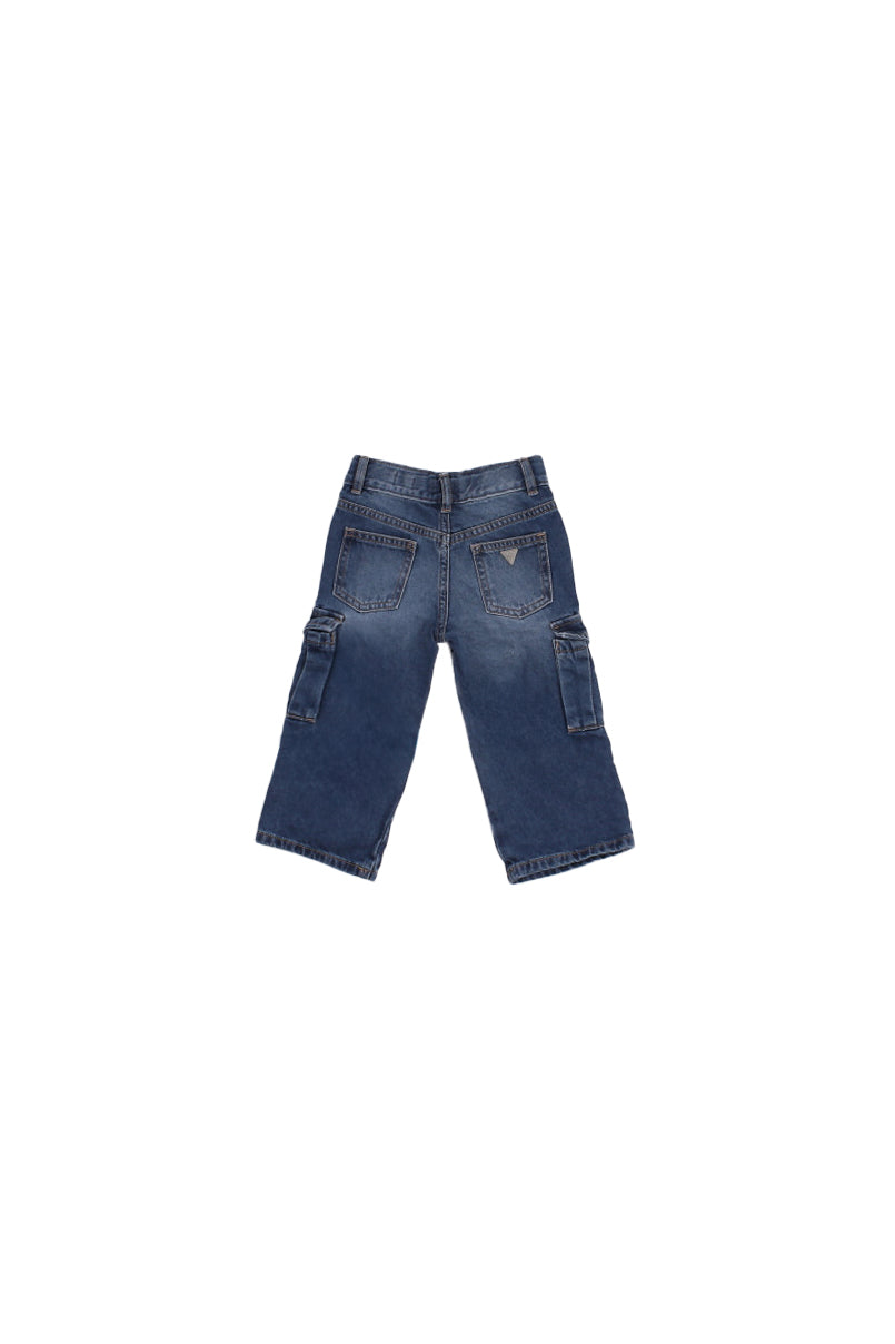 GUESS Bambina Pantalone K5YA00D5FL0 MDFO Rigid denin cargo pants Indigo
