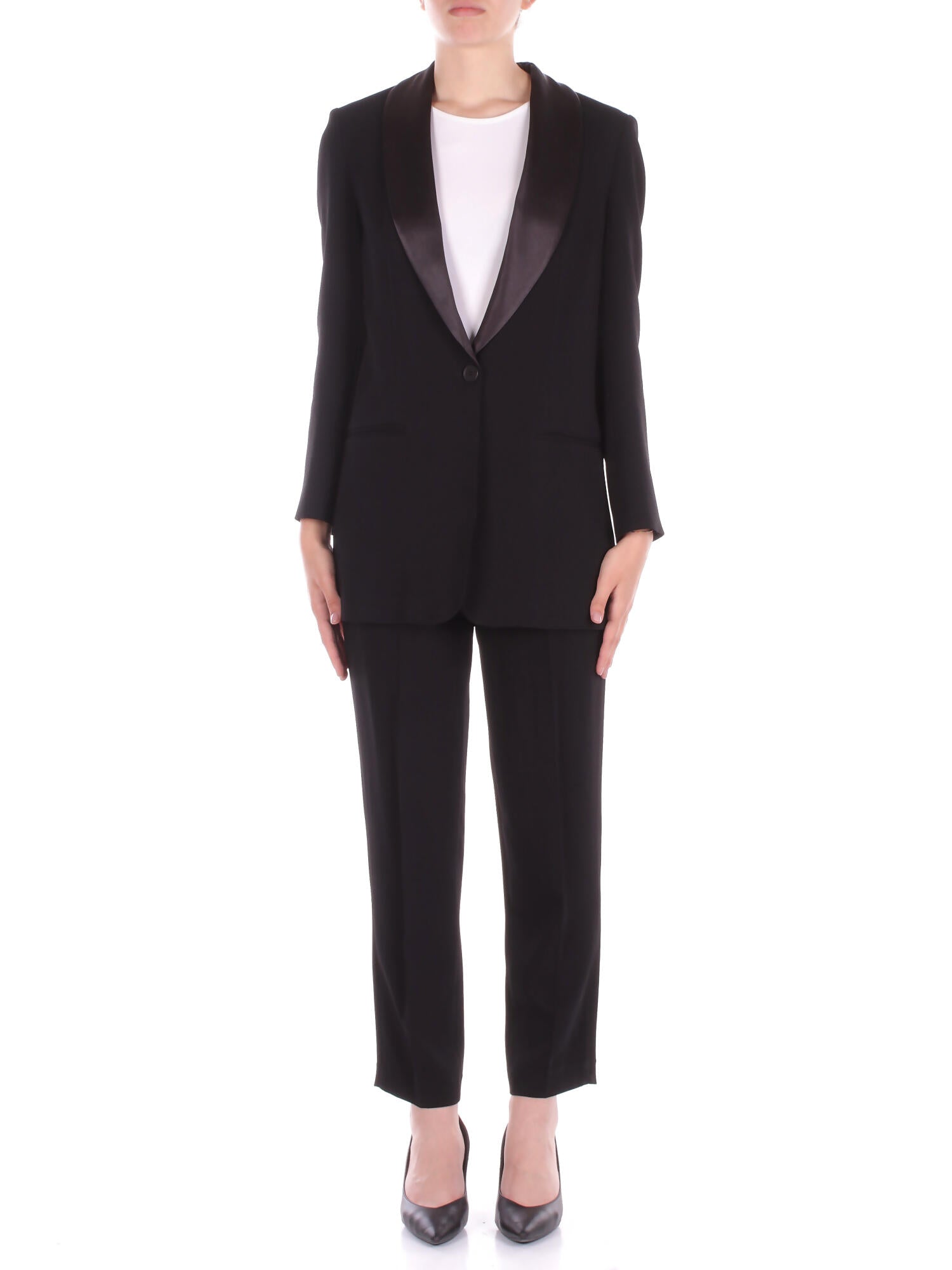 MANILA GRACE Donna Giacca G162VU MA001 Giacca collo scialla Nero