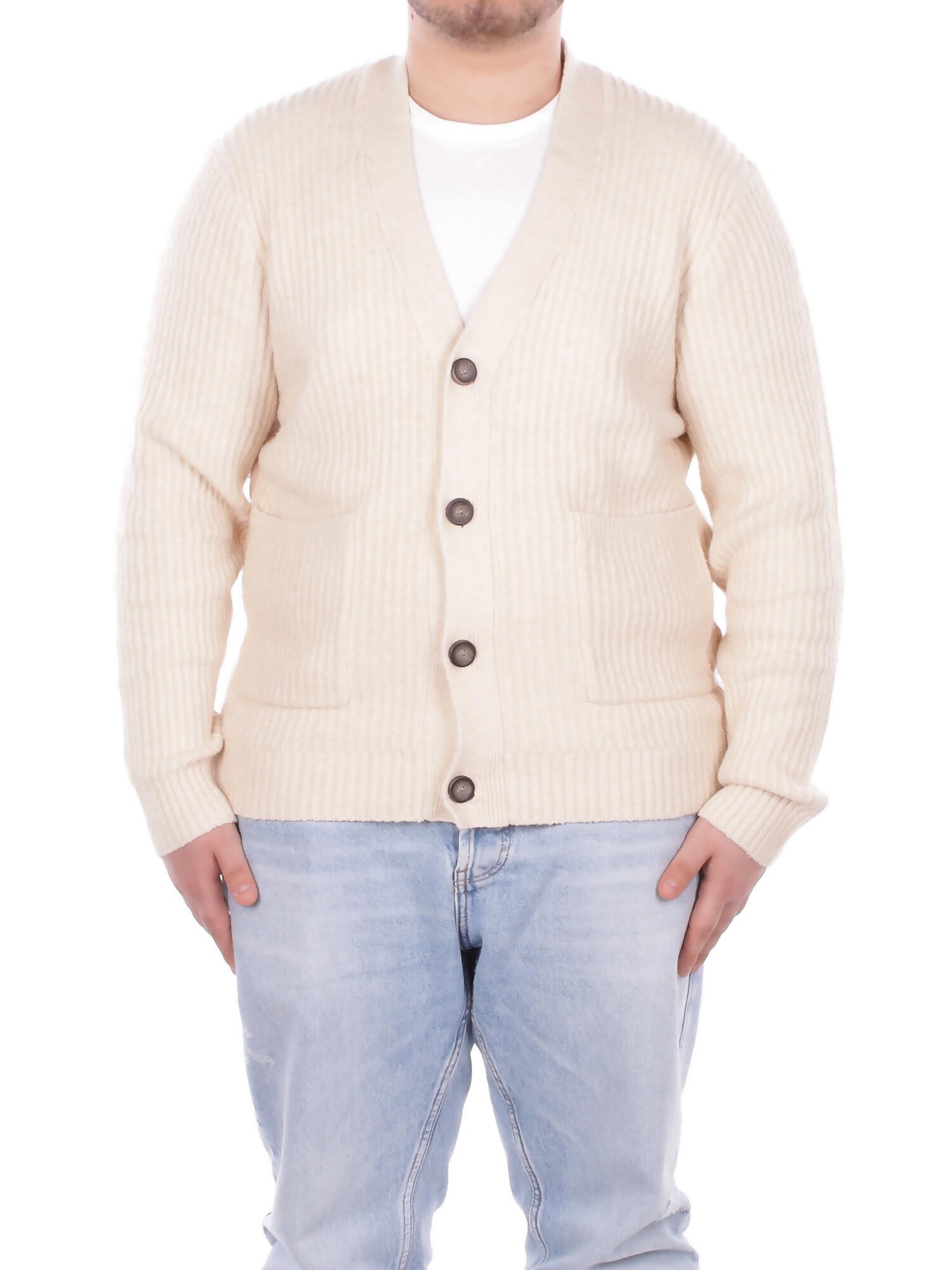 ONLY & SONS Uomo Maglia 22033787 OATMEAL Onsframe rlx cardigan knit Panna
