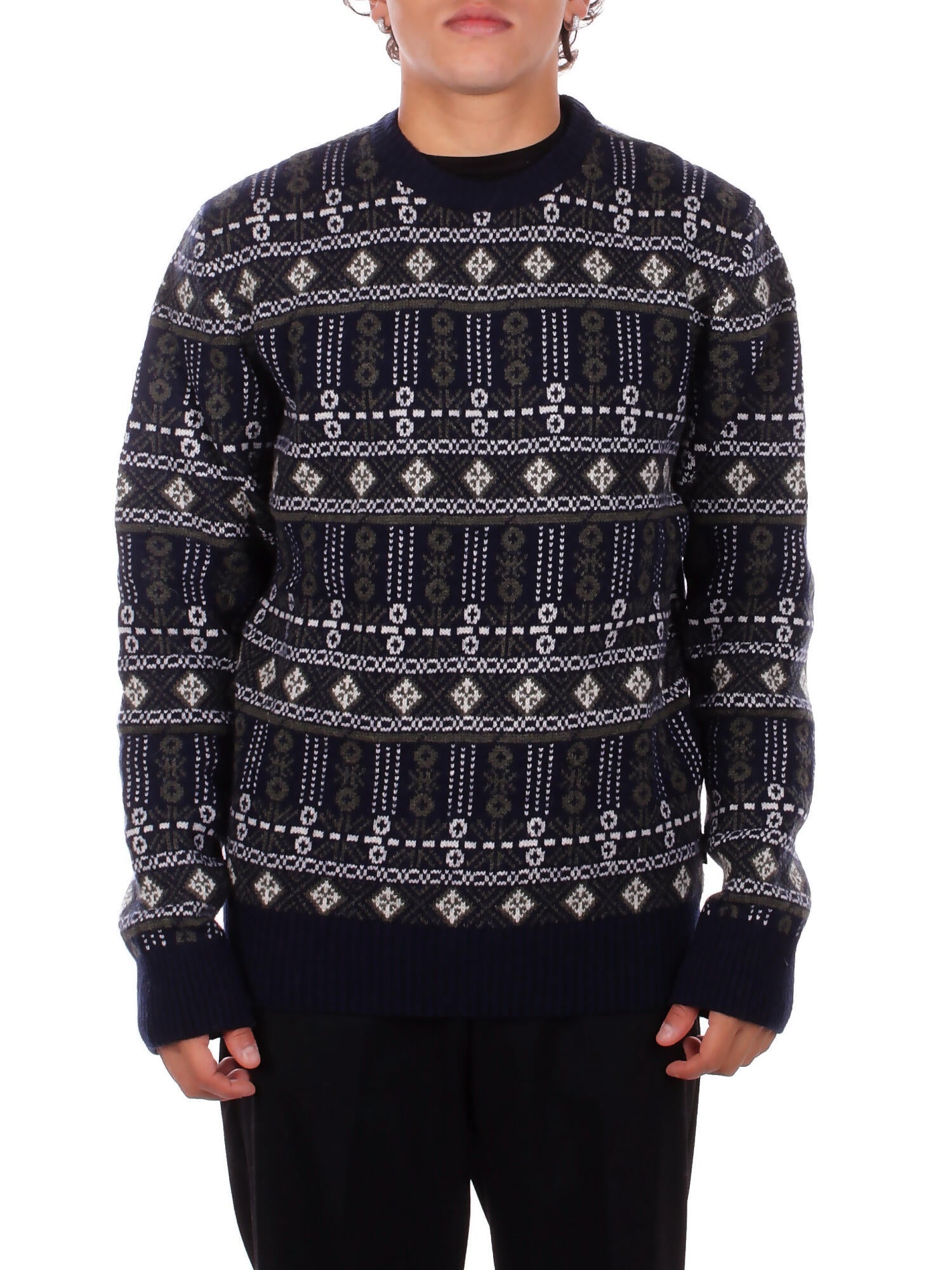 BARBOUR Uomo Maglia MKN1677 BL53 Grangetown fair isle sweat Blu