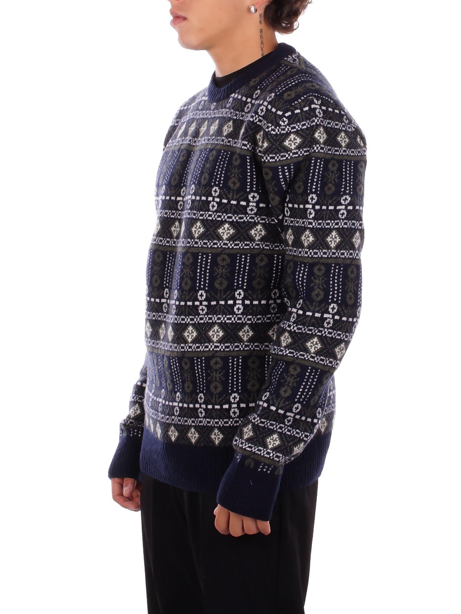 BARBOUR Uomo Maglia MKN1677 BL53 Grangetown fair isle sweat Blu