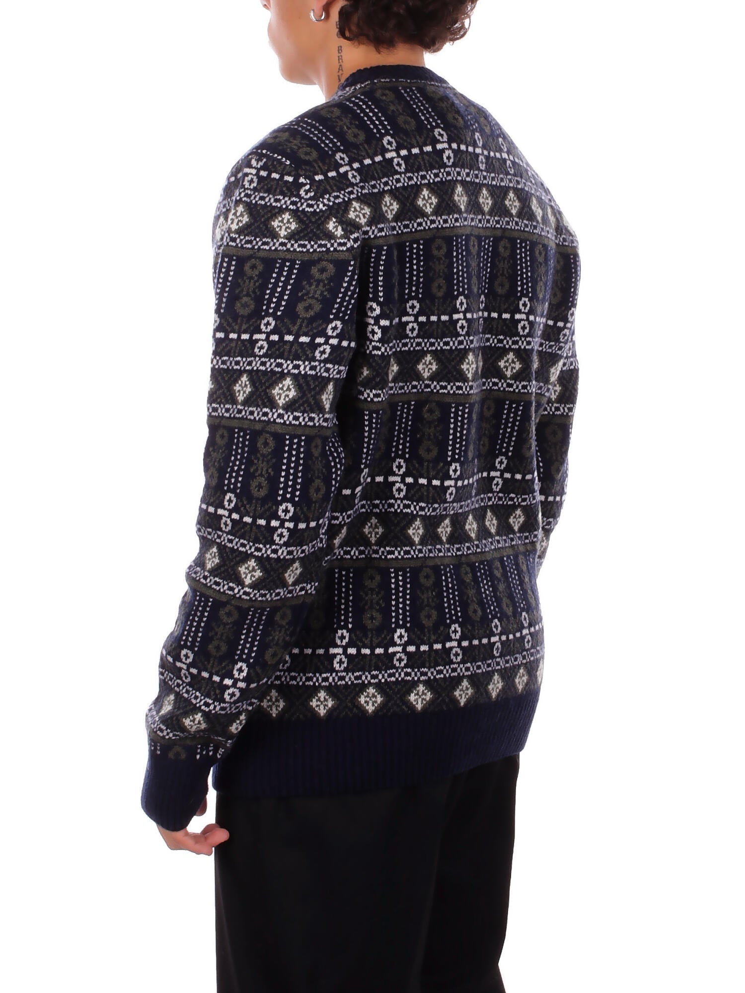 BARBOUR Uomo Maglia MKN1677 BL53 Grangetown fair isle sweat Blu