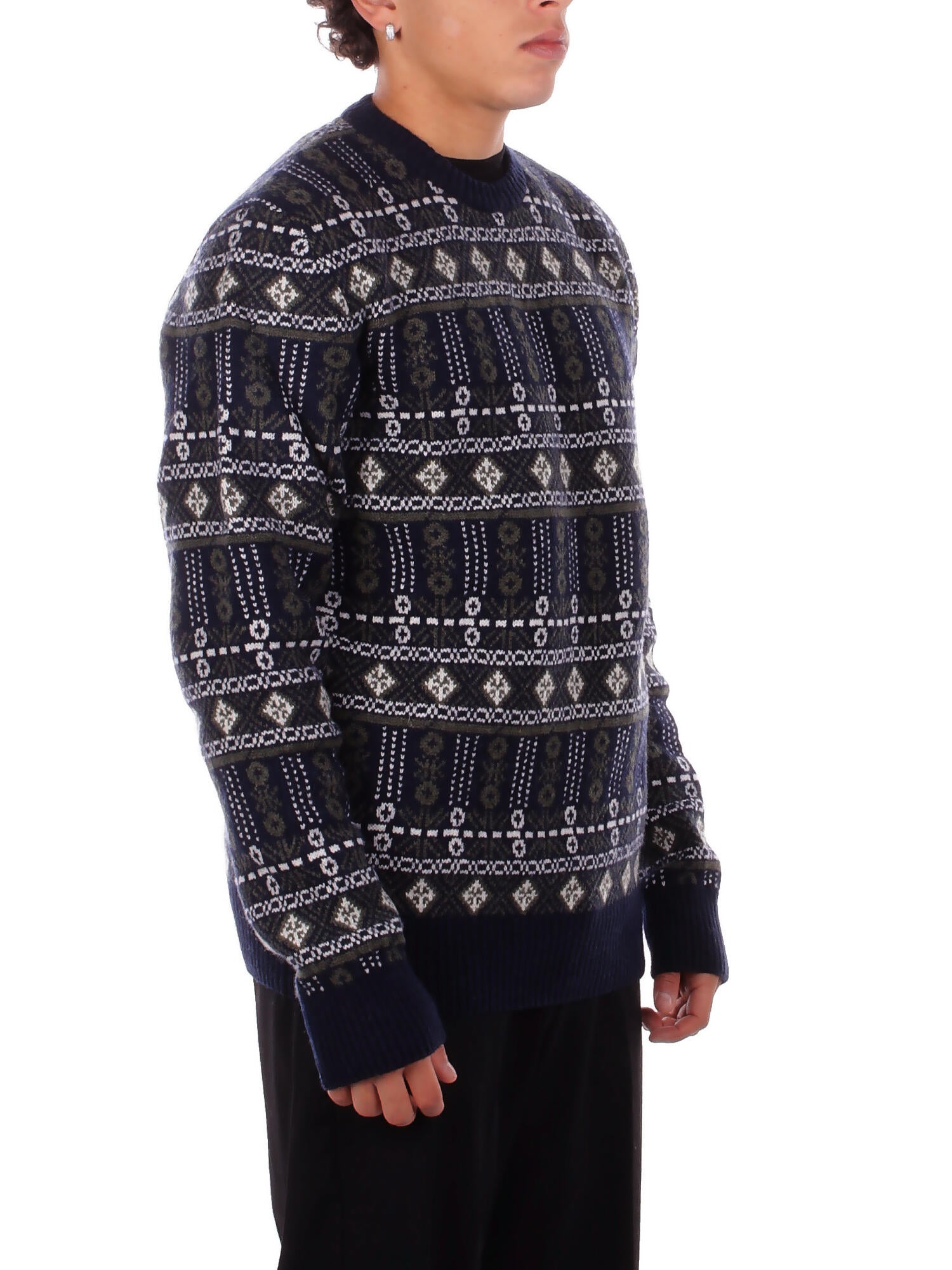 BARBOUR Uomo Maglia MKN1677 BL53 Grangetown fair isle sweat Blu