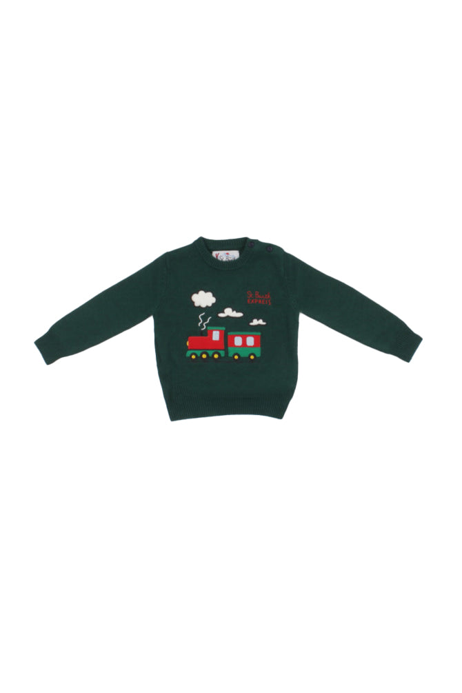 MC2 SAINT BARTH Bambino Maglia DOU0001 00349I 51 Douglas sb express patch Green