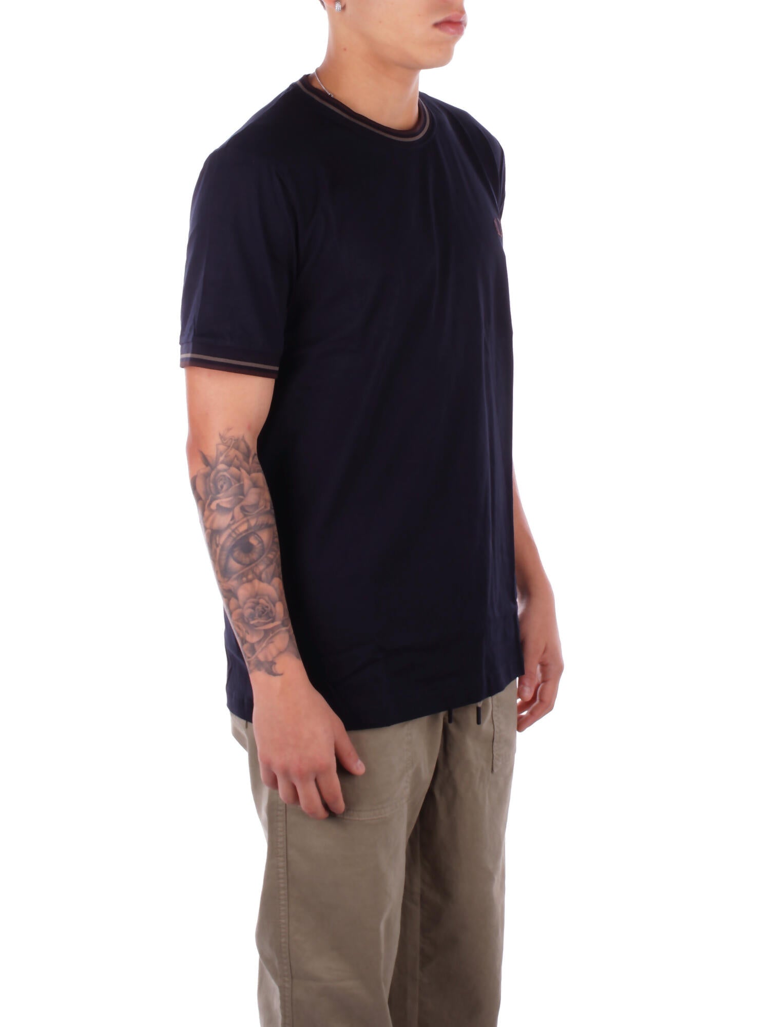 FRED PERRY Uomo T-shirt M1588 W65 Fp twin tipped Navy green
