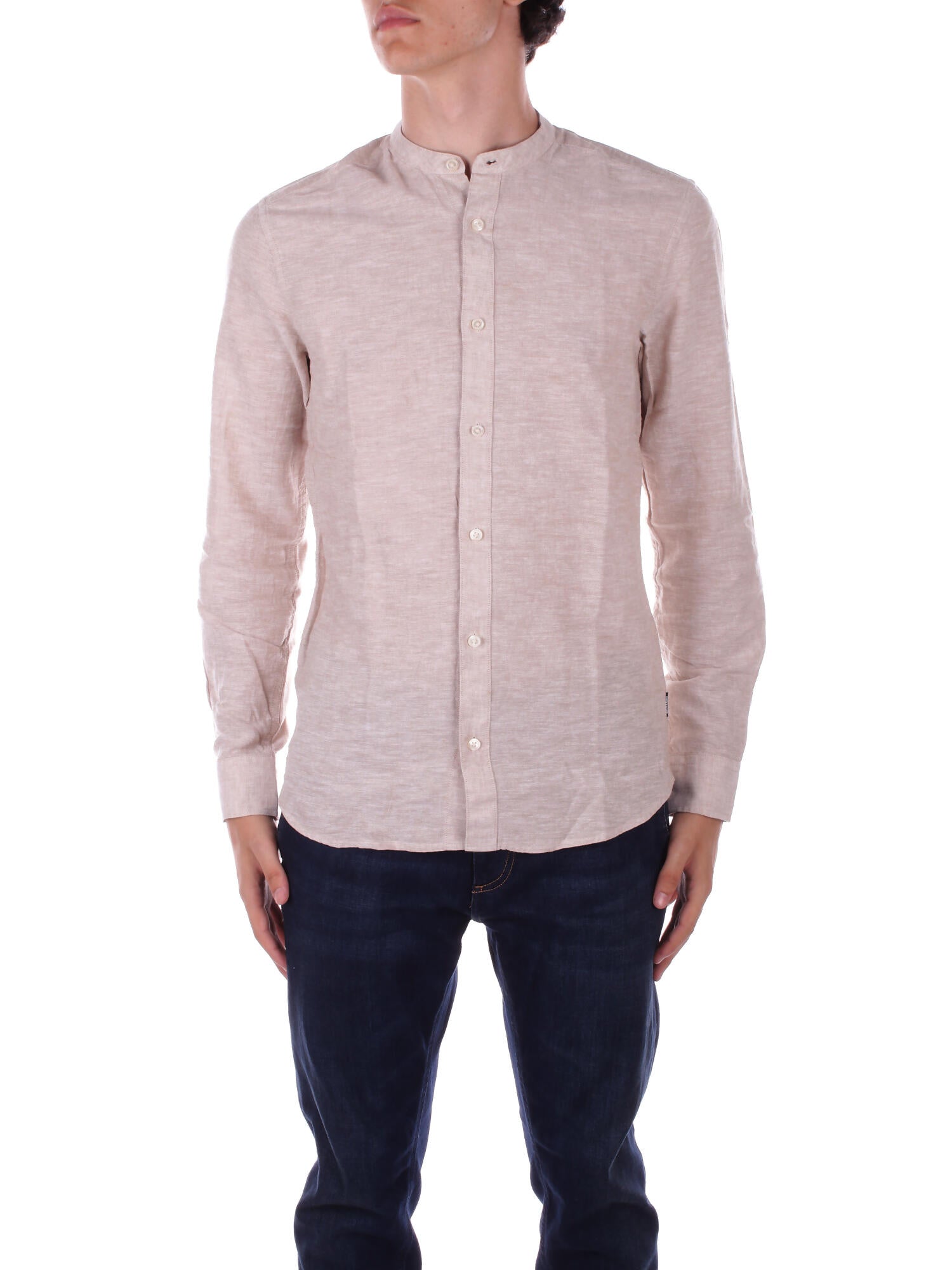 ONLY & SONS Uomo Camicia 22019173 CHINCHILLA Onscaiden life ls solid linen Chinchilla